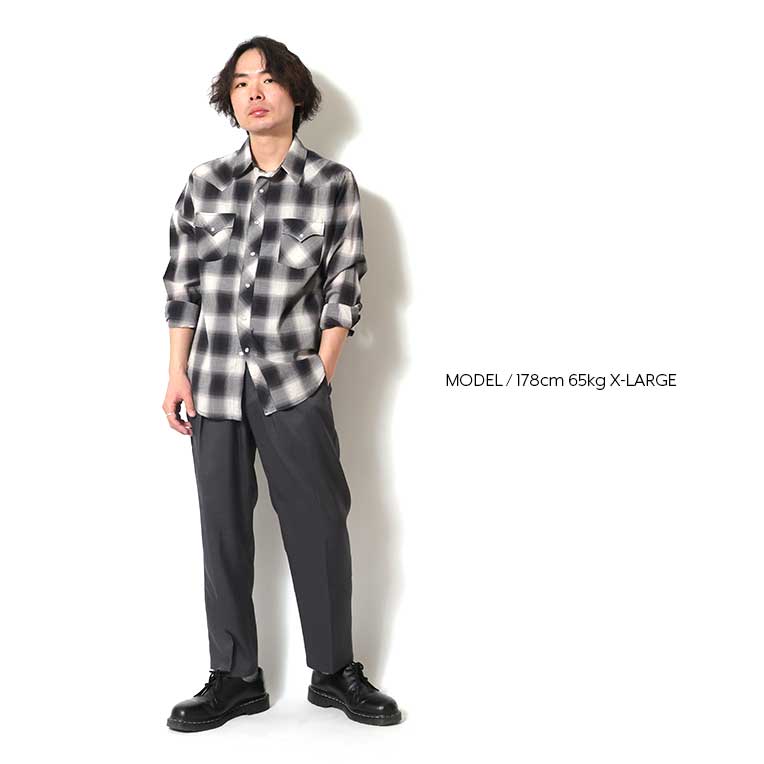 41292 OMBRE CHECK WESTERN SHIRT - BLACK