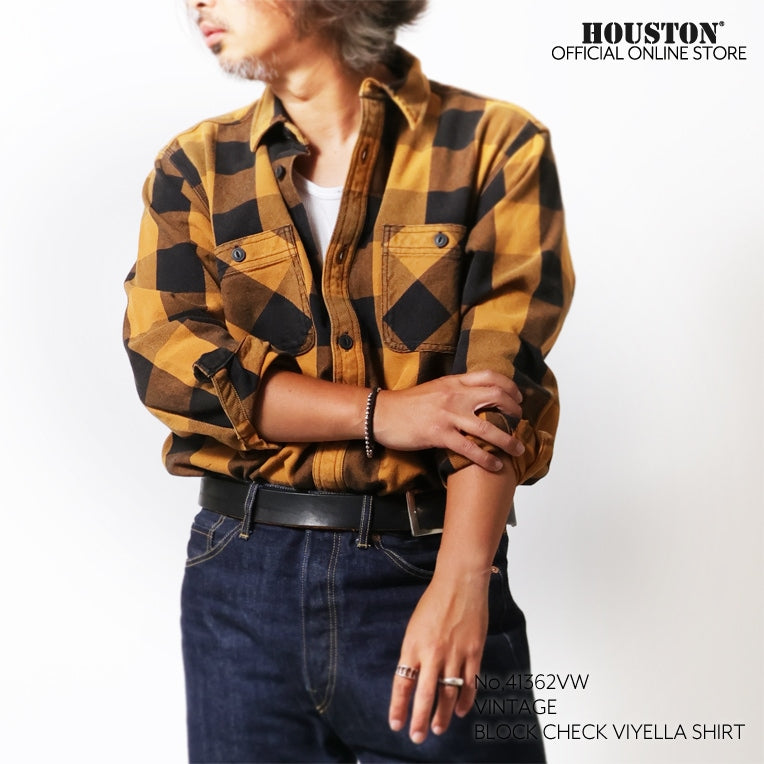 41362VW VINTAGE BLOCK CHECK VIYELLA SHIRT - BROWN