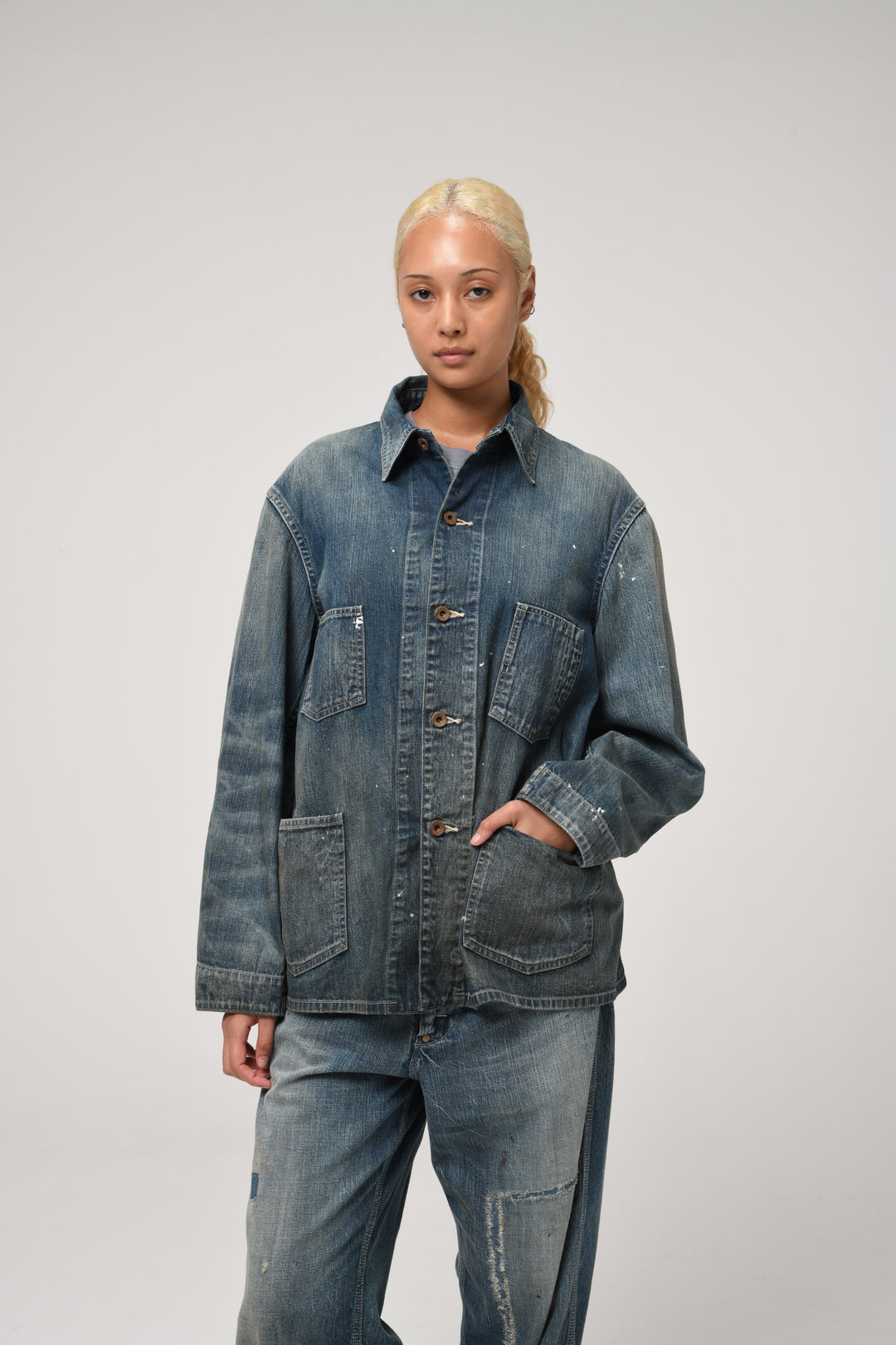 HERITAGE DENIM CHORE COAT AGED - INDIGO