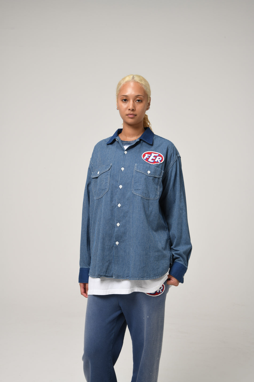 FER GRITGEAR SHIRT AGED - INDIGO STRIPE