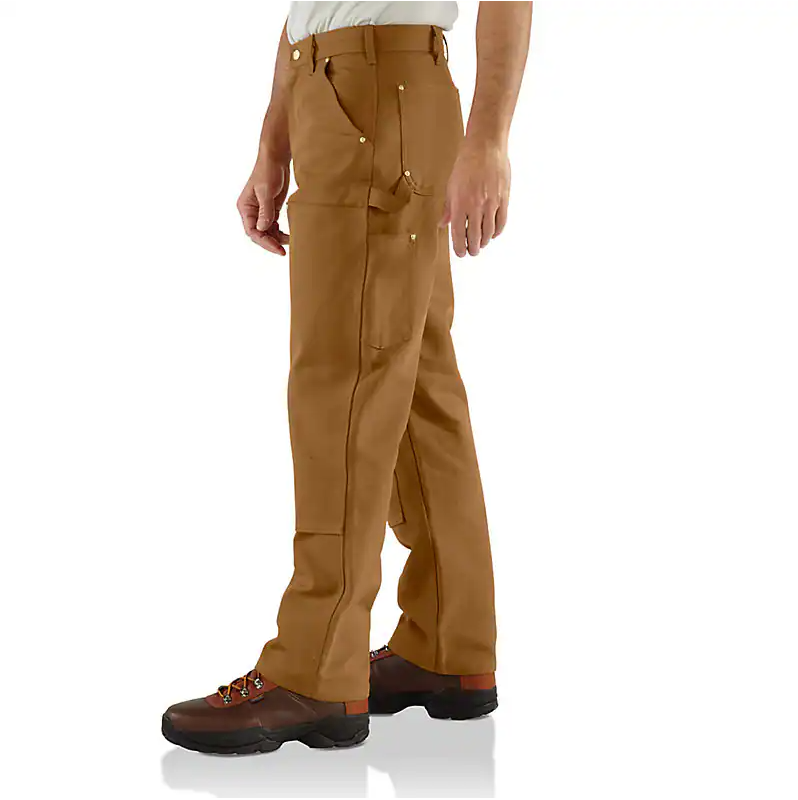 ICONIC BO1 FIRM DUCK DOUBLE-FRONT DUNGAREE WORK PANTS - CARHARTT BROWN