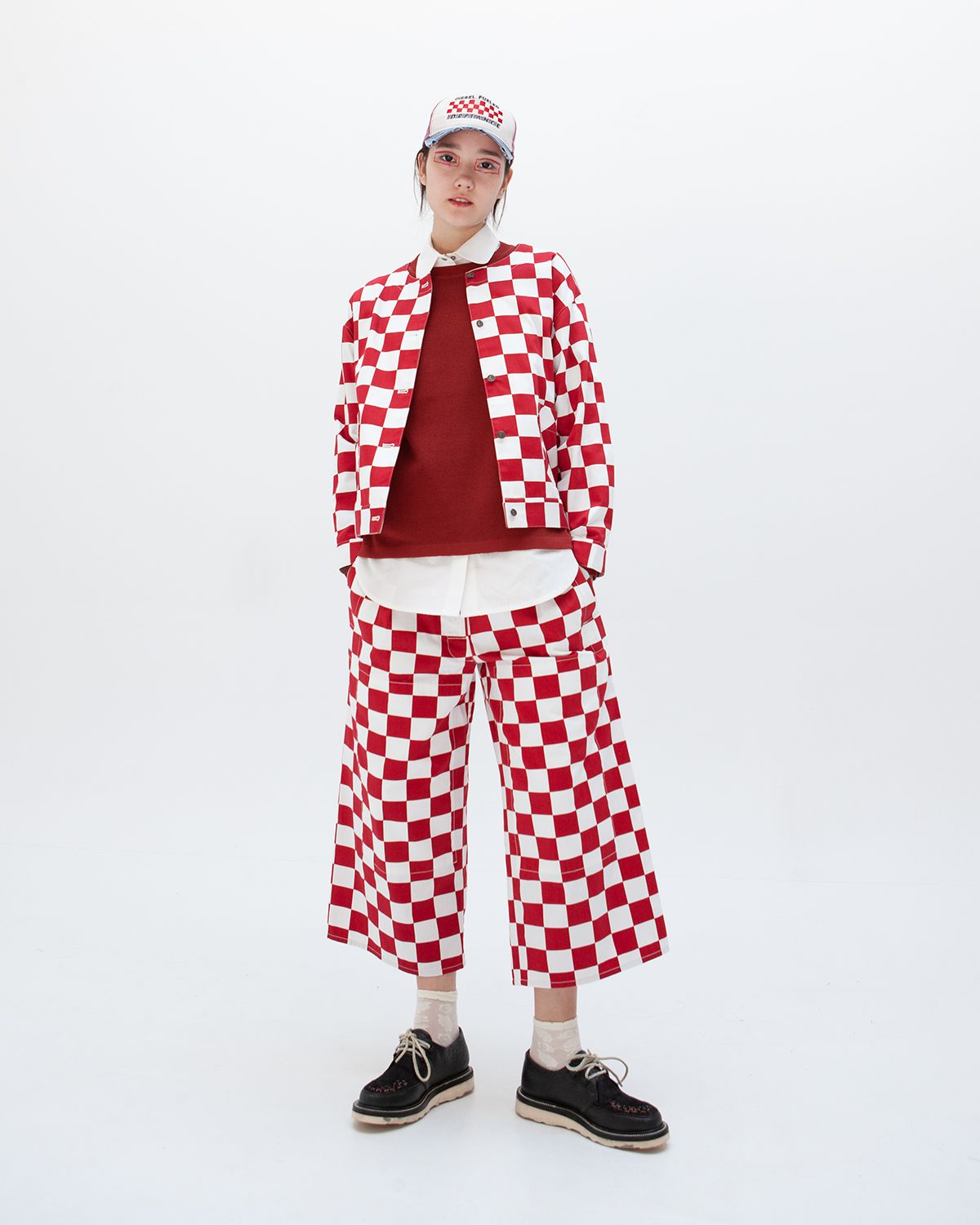 BURNOUT PANTS - RED CHECK