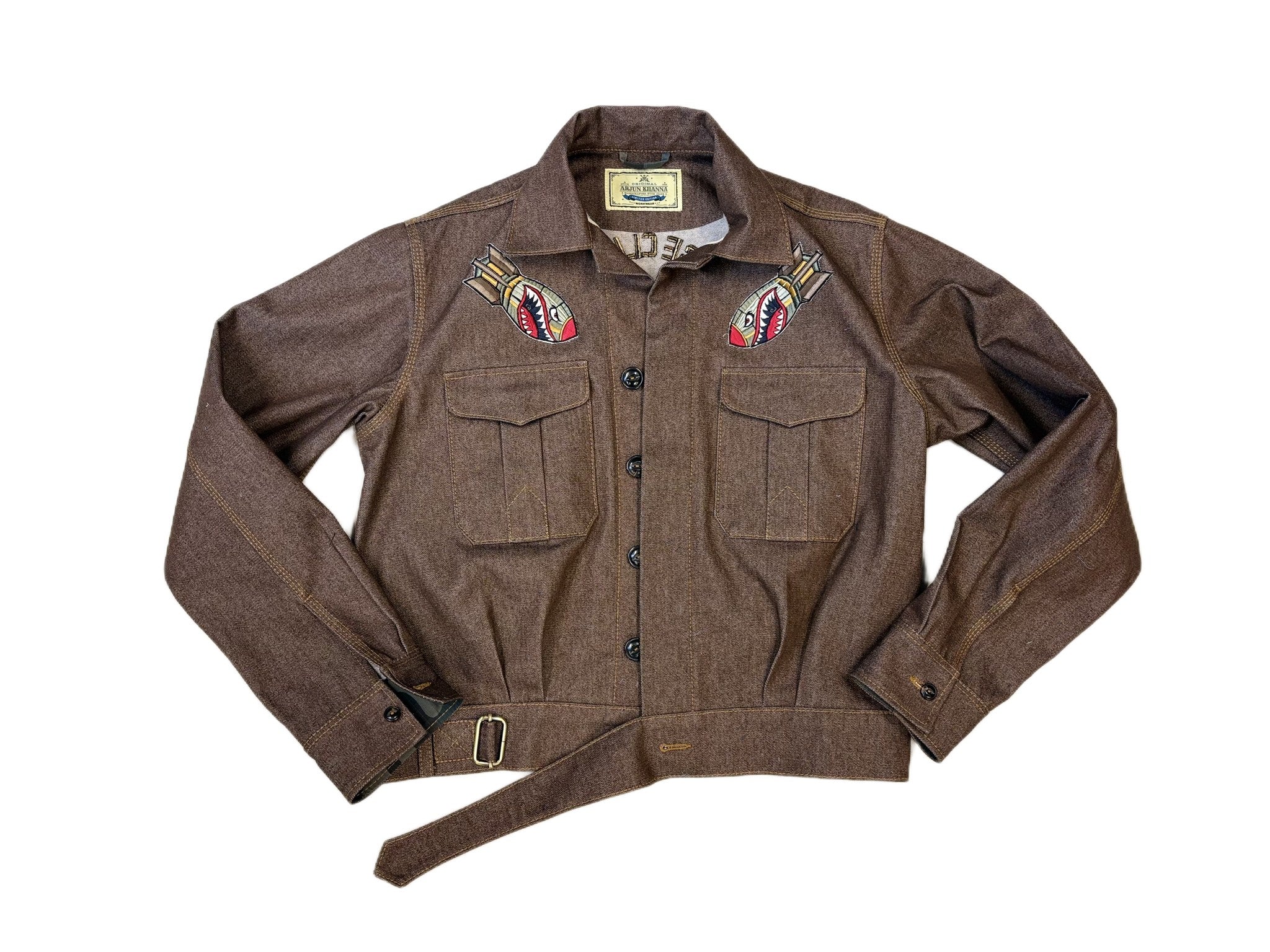 AK/PR/LOT2/JKT/028 Army Bomber Vintage Club AK Japanese selvedge - BROWN