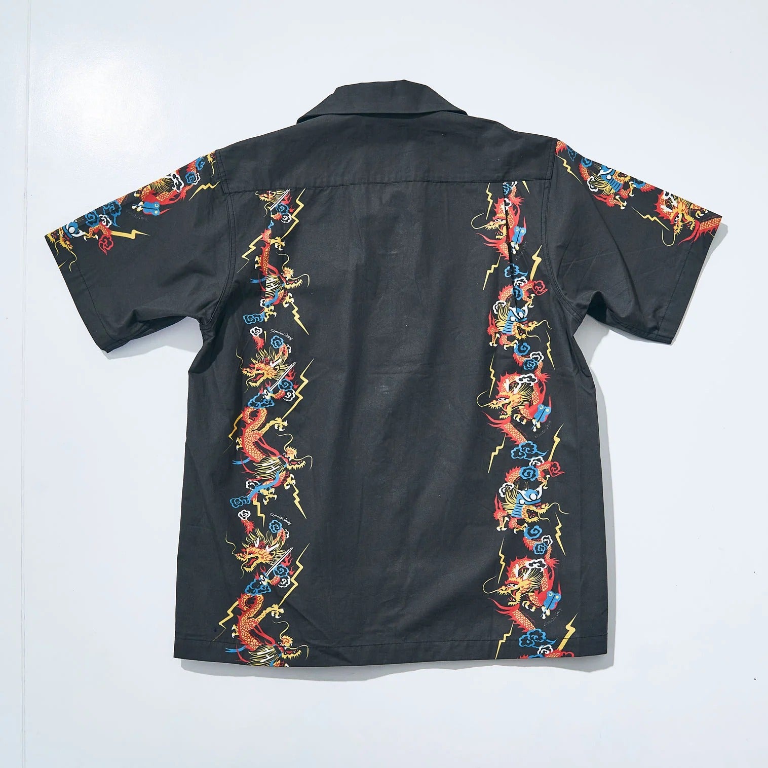 SSA24-01 DRAGON MOTIF HAWAIIAN SHIRT - BLACK