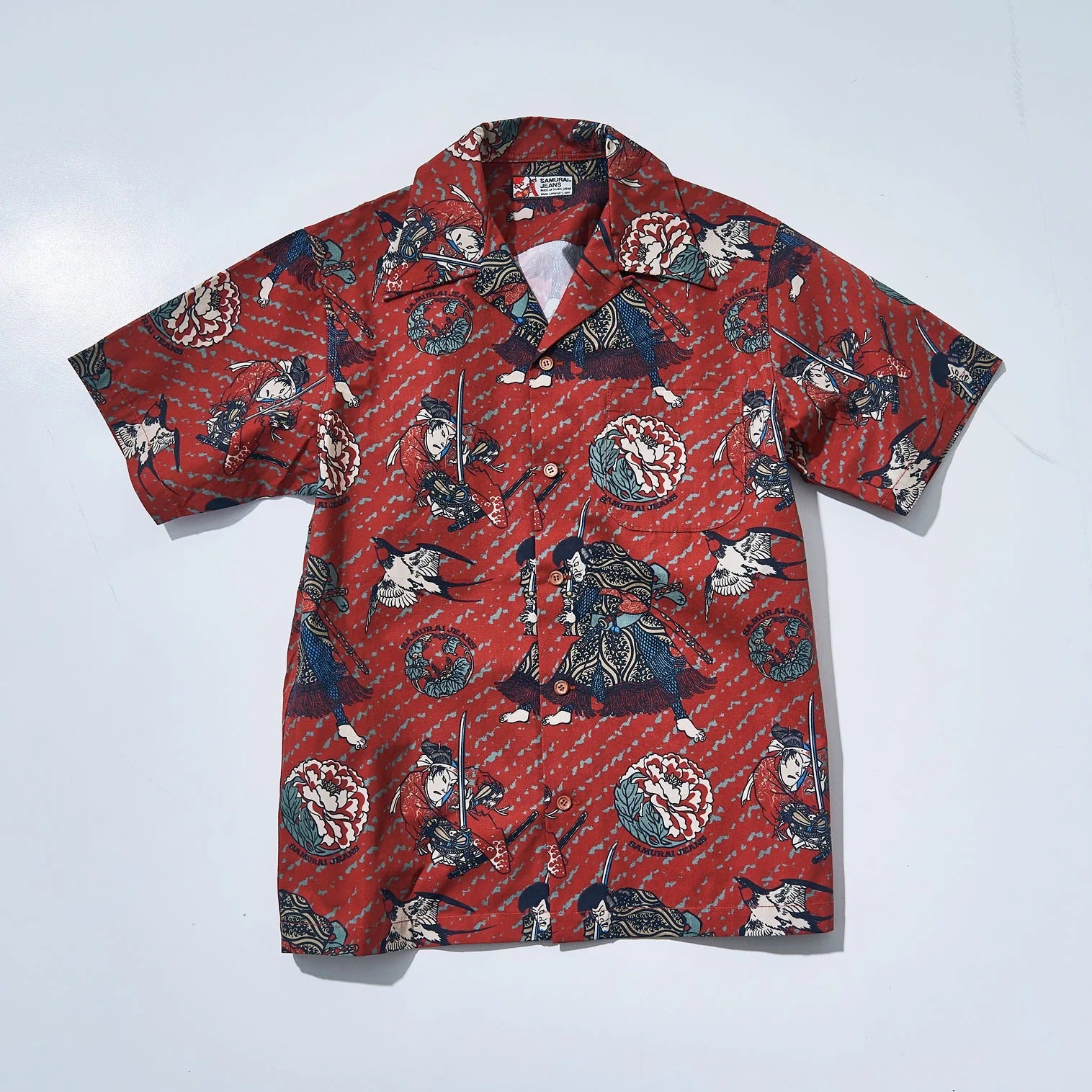 SSA24-02 SAMURAI PATTERN HAWAIIAN SHIRT - RED