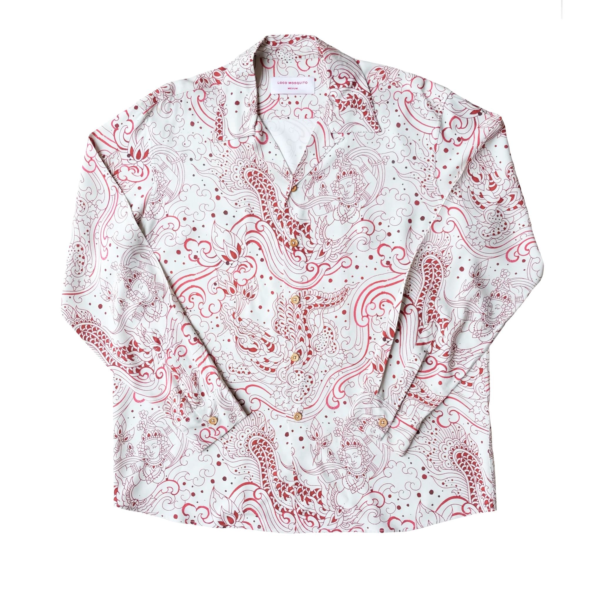 PEPEVICIO GOOD LUCK LONG SLEEVE SHIRT - OFF WHITE/RED