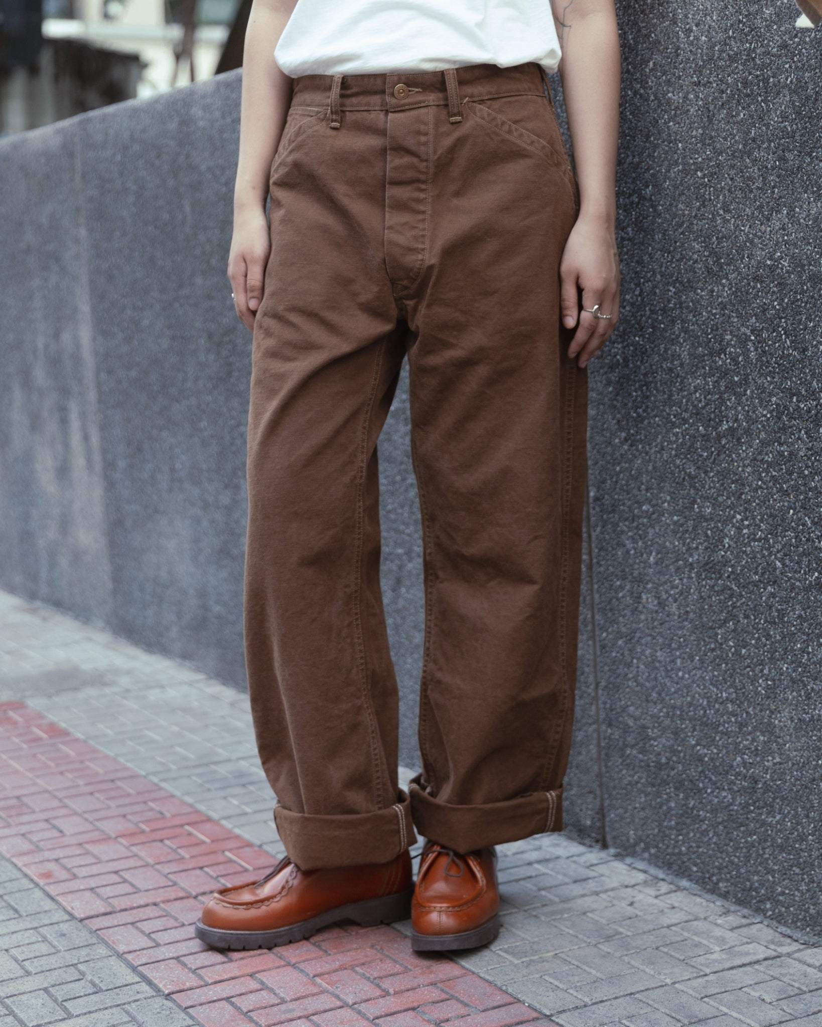 JG-12 late 30s to early 40s Ironworkers Trousers Duck ONE WASH - Duck Brown