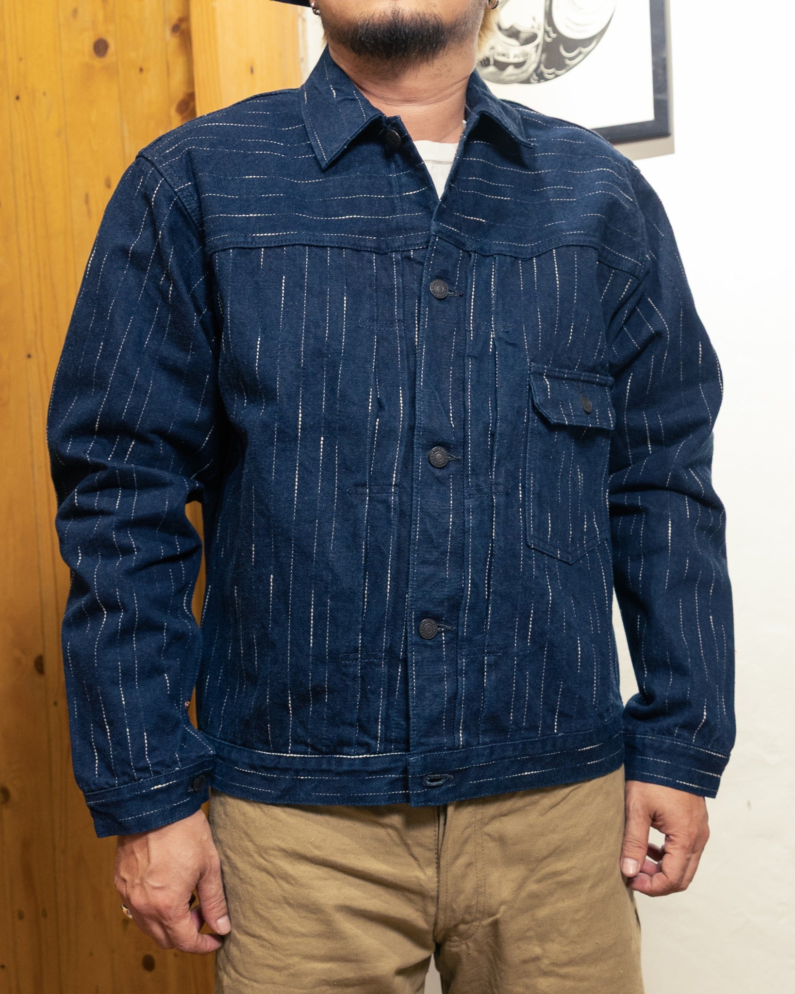 D4589 RAIN Kasuri Denim Jacket - INDIGO