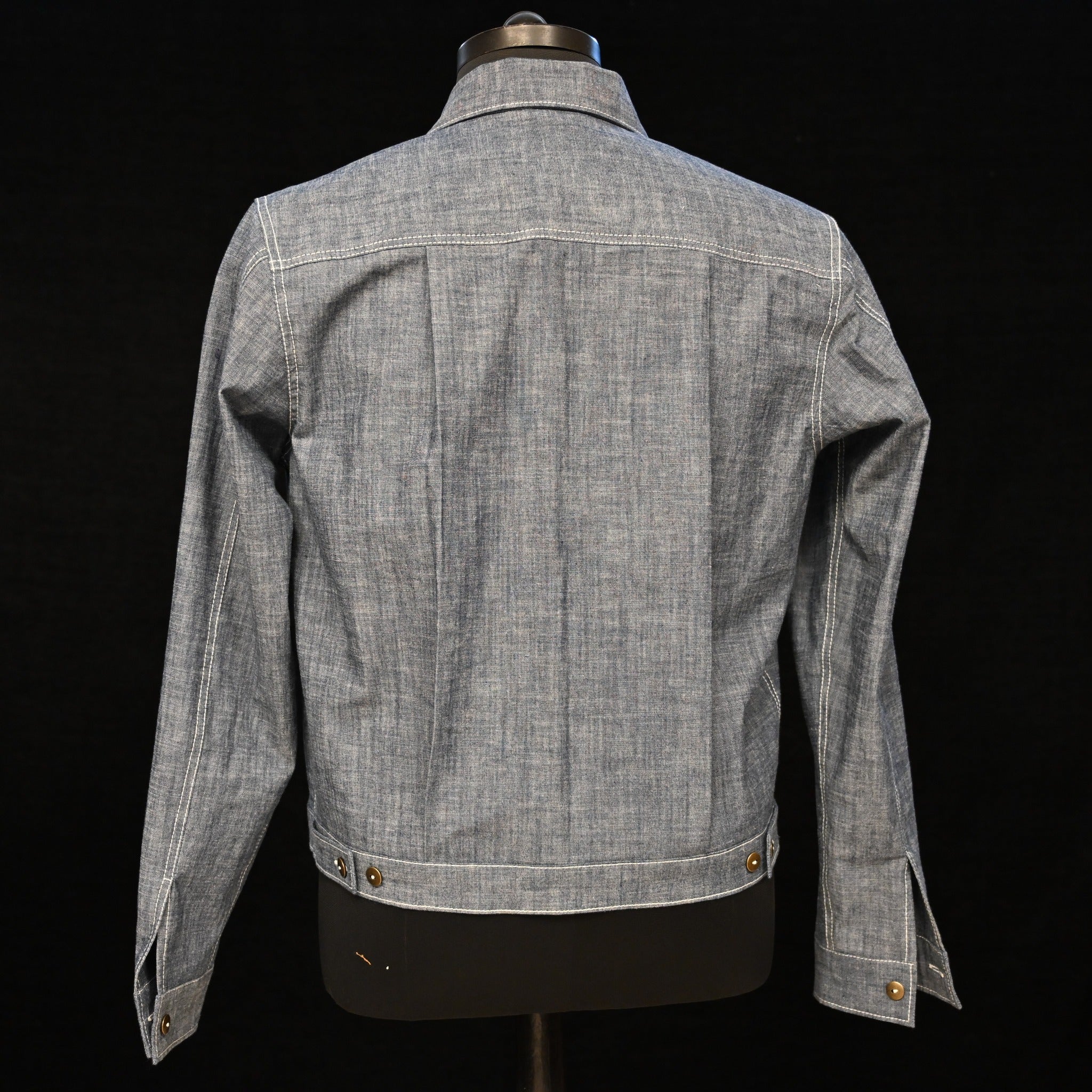 AK/PR/LOT1/JKT/017 Chambray Front Pleated Denim Shirt Jacket  - INDIGO