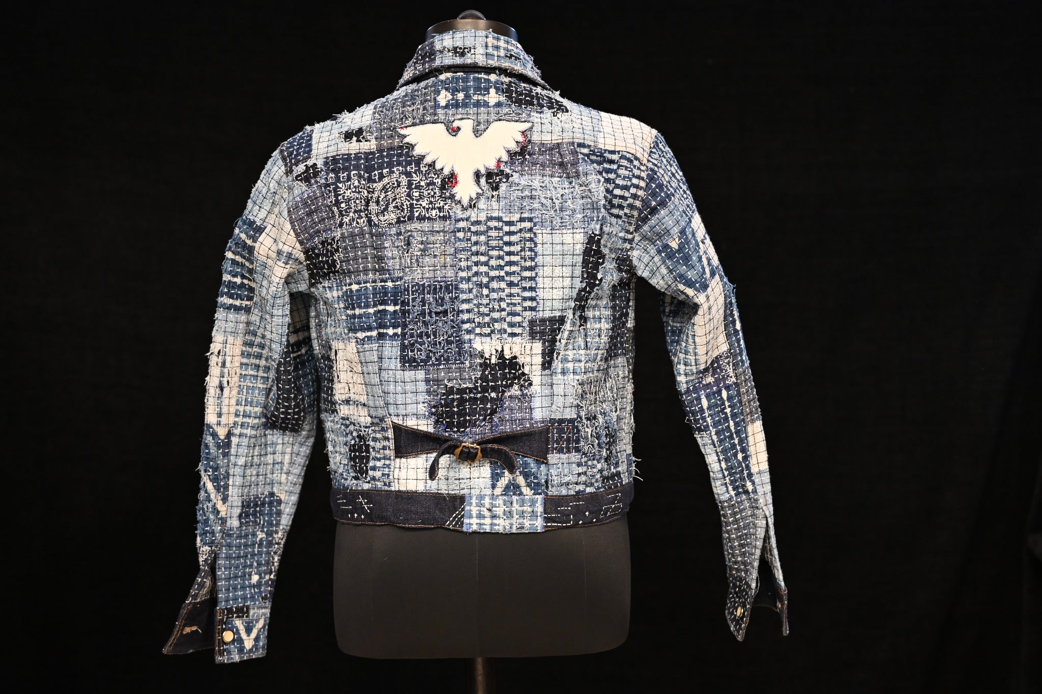 AK/PR/LOT1/JKT/011 Type 1 - Distressed Denim Jacket with Patchwork & Boro (Japan Selv) - INDIGO