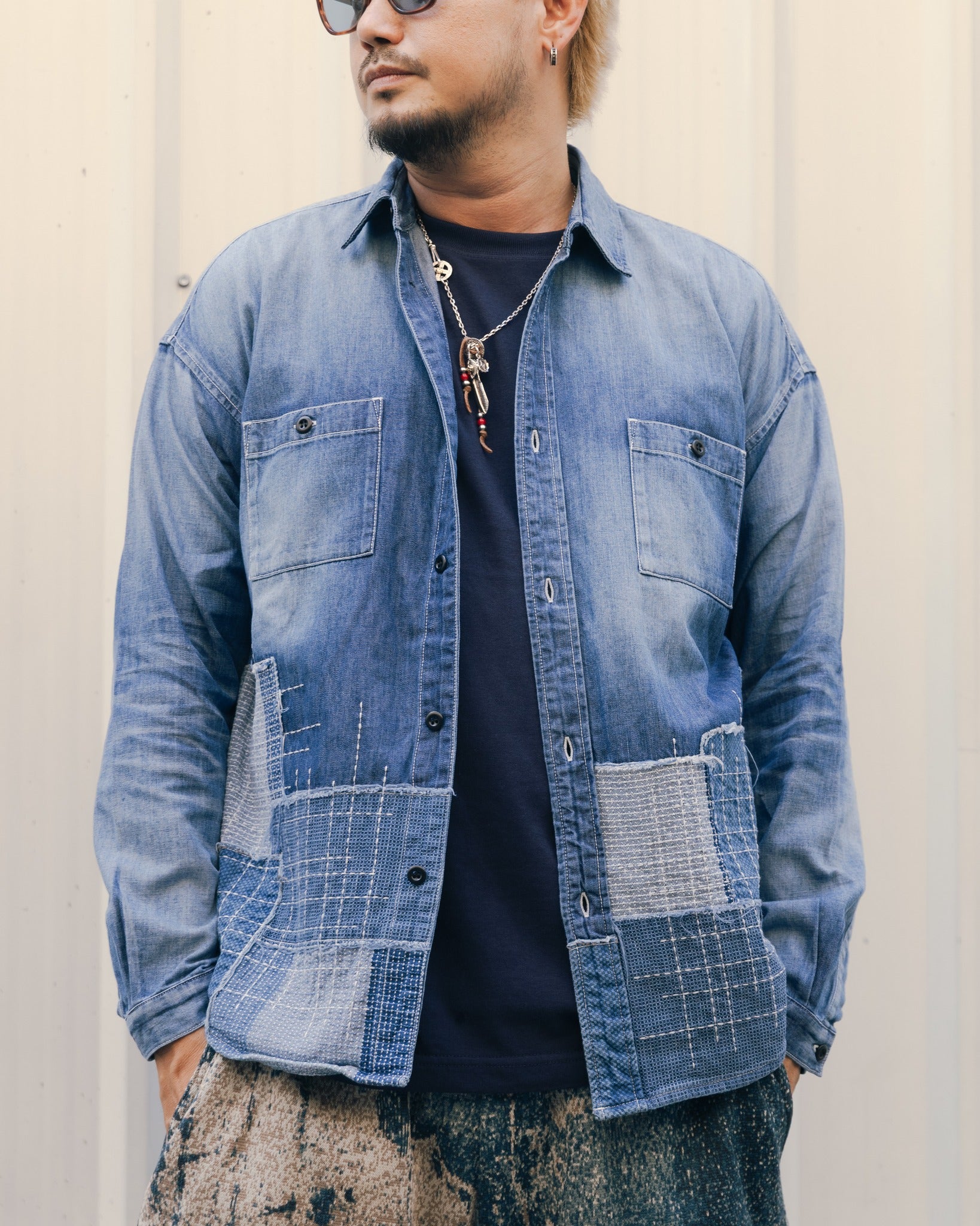 DENIM SASHIKO SHIRT 3YR WASH (FA25) - INDIGO