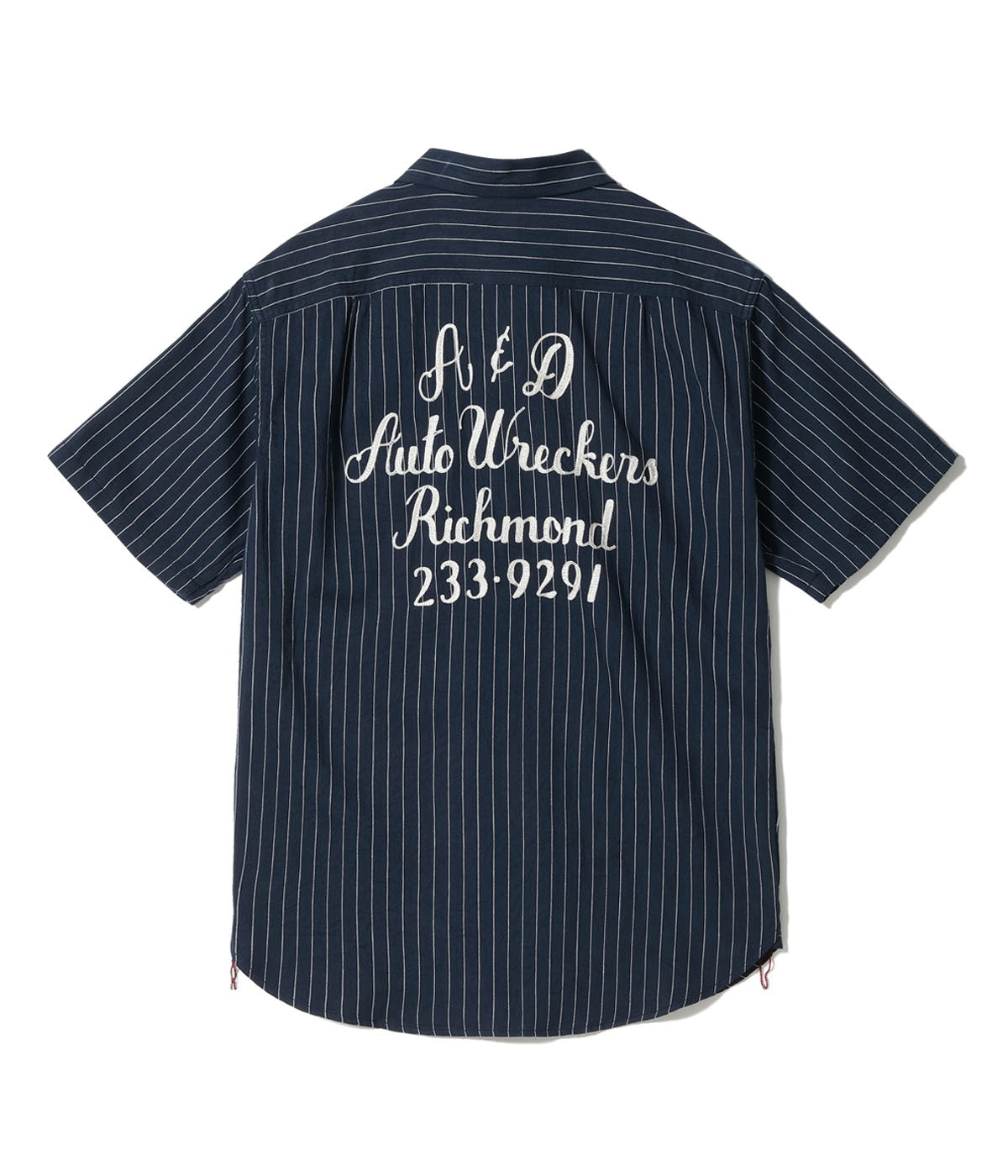 SC39732 COKE STRIPE WORK SHIRT with EMBROIDERED (SHORT SLEEVE) - NAVY