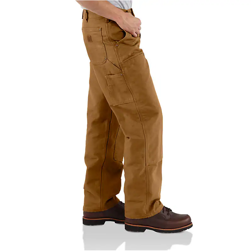 LOOSE STRAIGHT WASHED DUCK DOUBLE-FRONT DUNGAREE WORK PANTS - CARHARTT BROWN