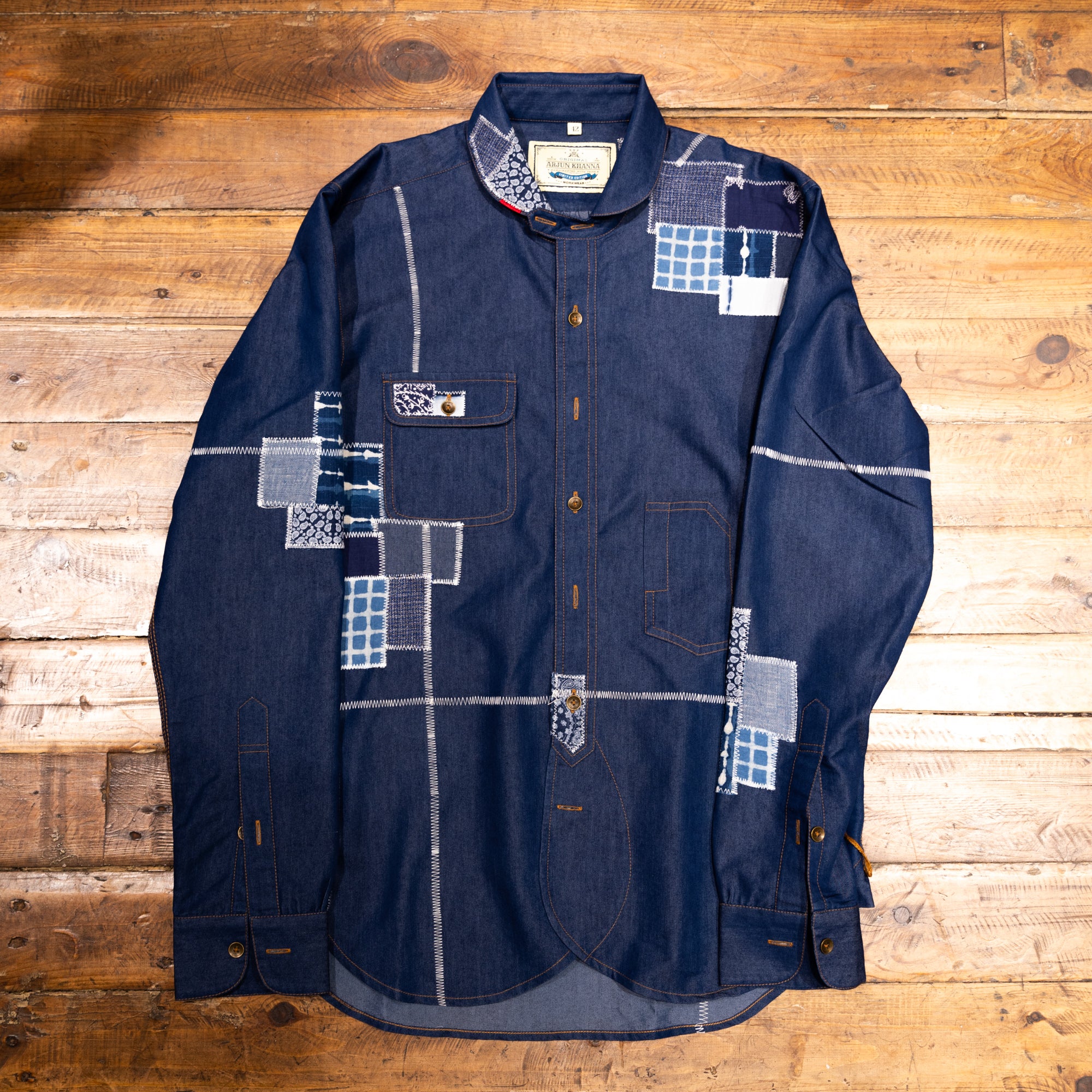 Patchwork Shirt Cdg Shirt Blue AK/PR/LOT1/SHRT005 Shirt Pattern