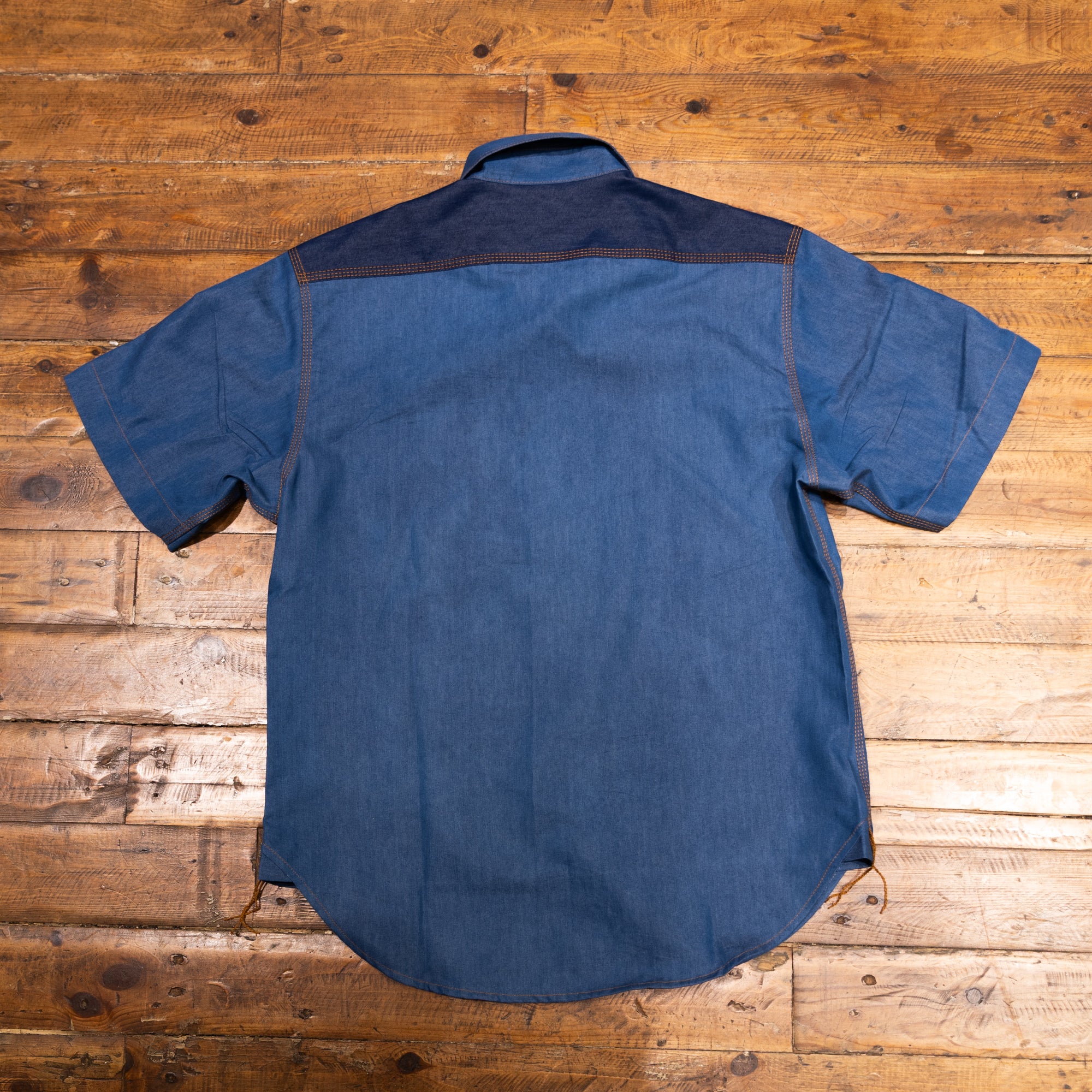 AK/PR/LOT1/SHRT029 Shirt Pattern 2 Indigo Cotton Functional Half Sleeve Shirt (Dark/Light Blue Combo) - INDIGO