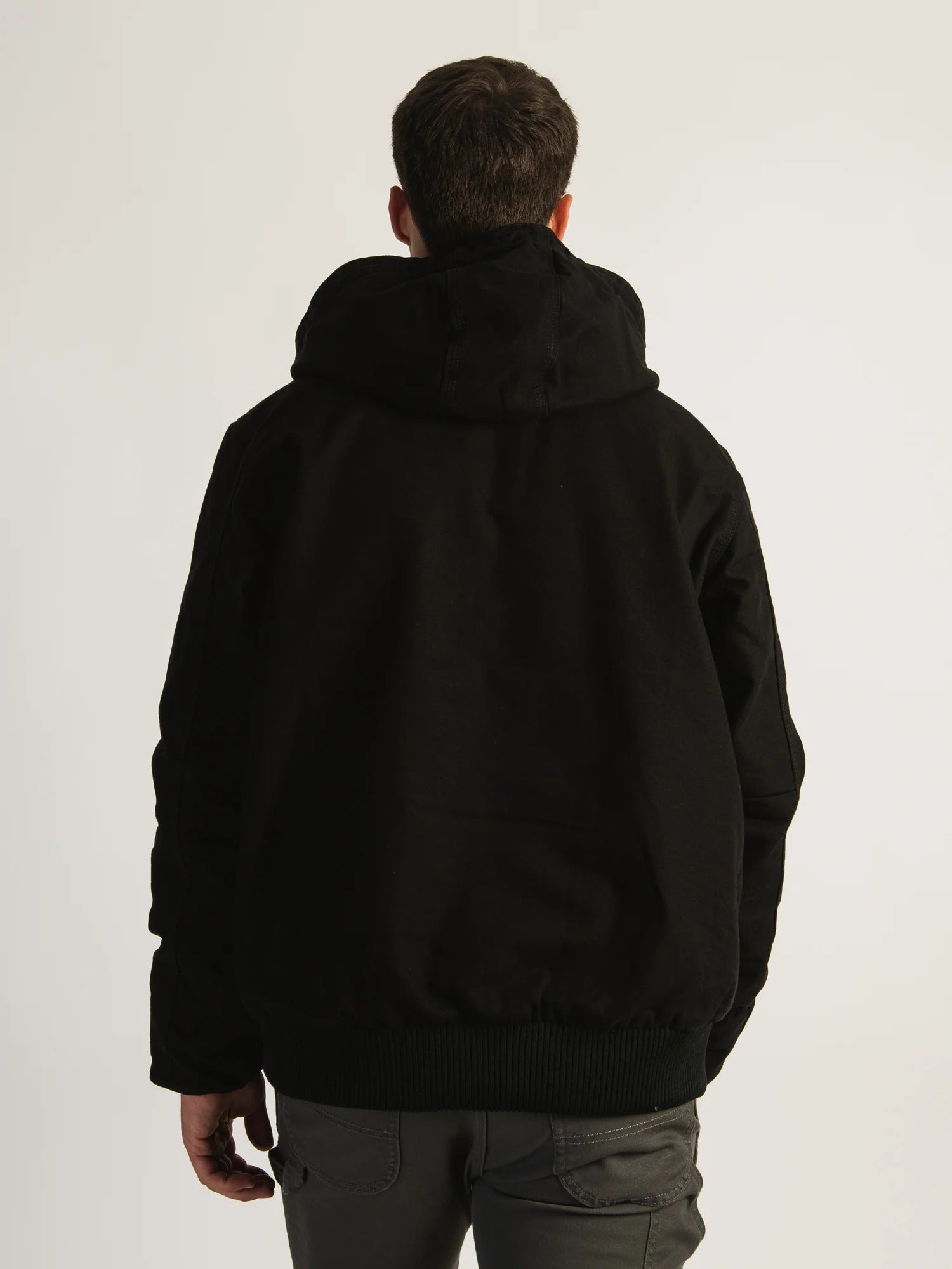 LOOSE FIT WASHED DUCK INSULATED ACTIVE JACKET - BLACK