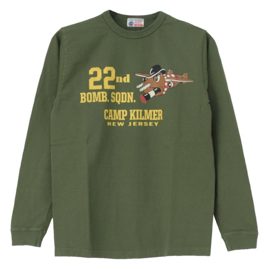 BR69509 L/S T-SHIRTS "22ND. BOMB.SQDN.CAMP KILMER" - OLIVE