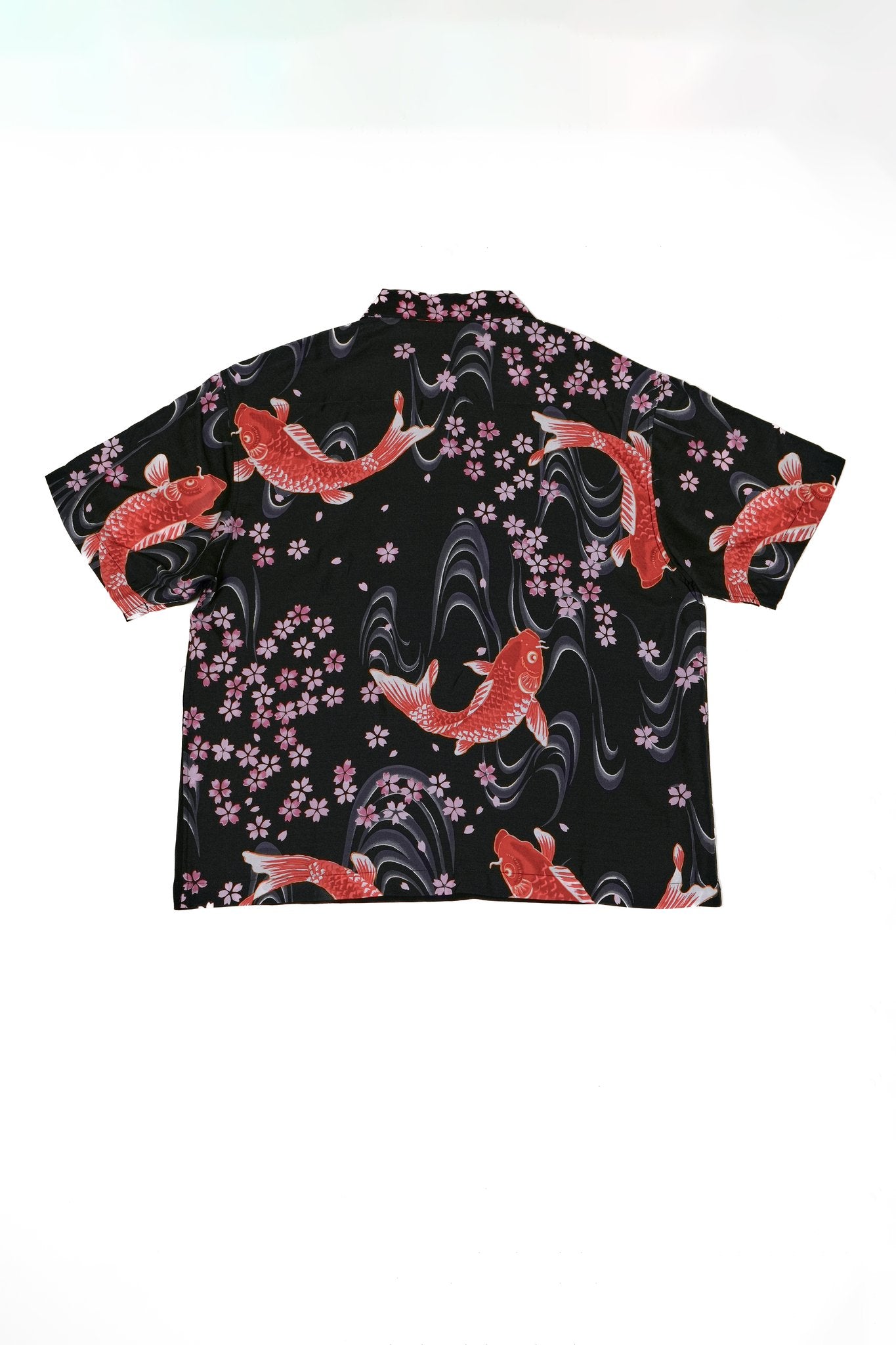 HALF ZIP ALOHA SHIRT - BLACK KOI