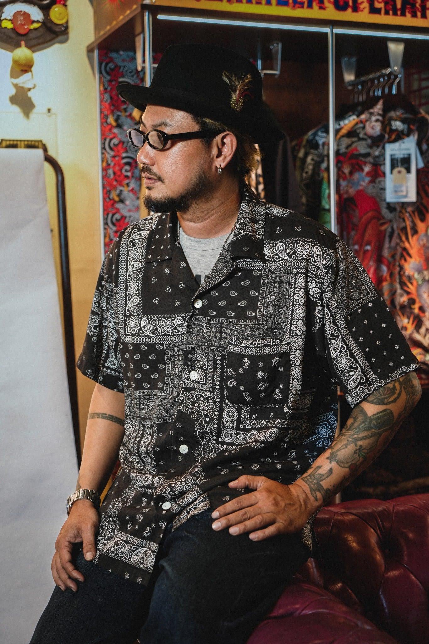 41193 ALOHA SHIRT (BANDANA) - BLACK