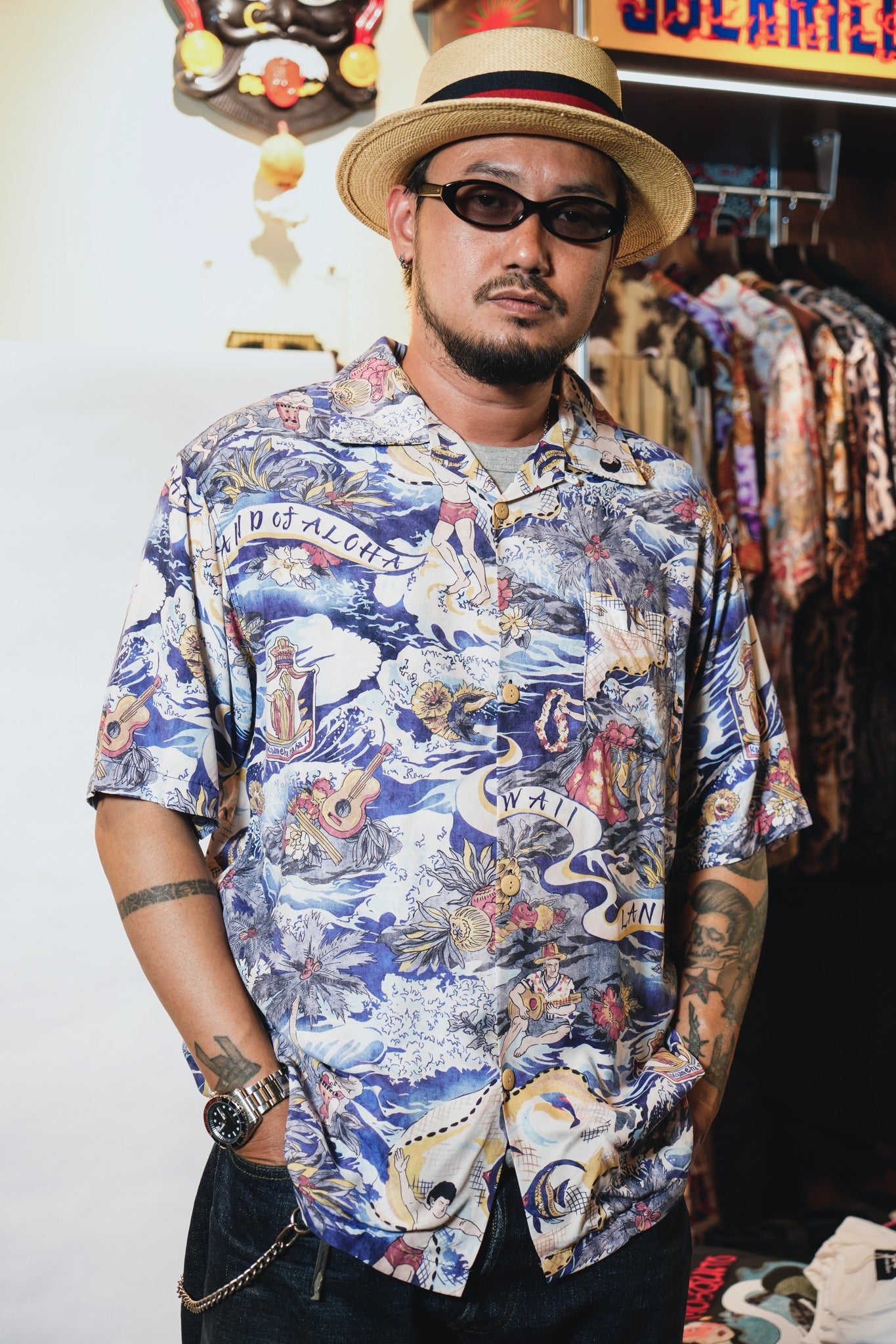 41168 ALOHA SHIRT (HAWAII) - NAVY