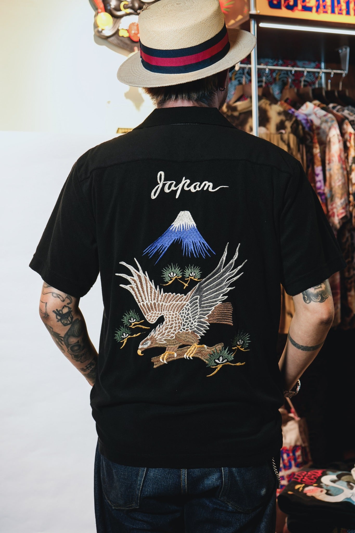 41240 PILE BOWLING SHIRT (EAGLE) - BLACK