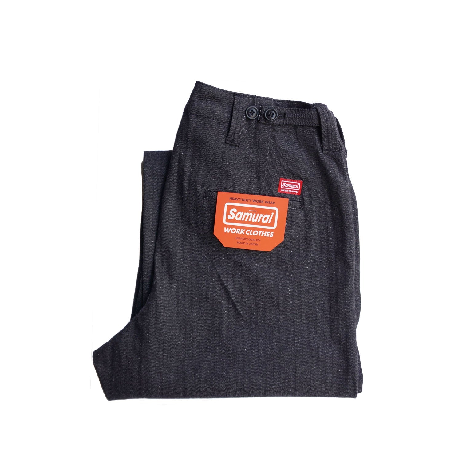 SWC600C-HBII 13oz Herringbone Wide Trousers - BLACK