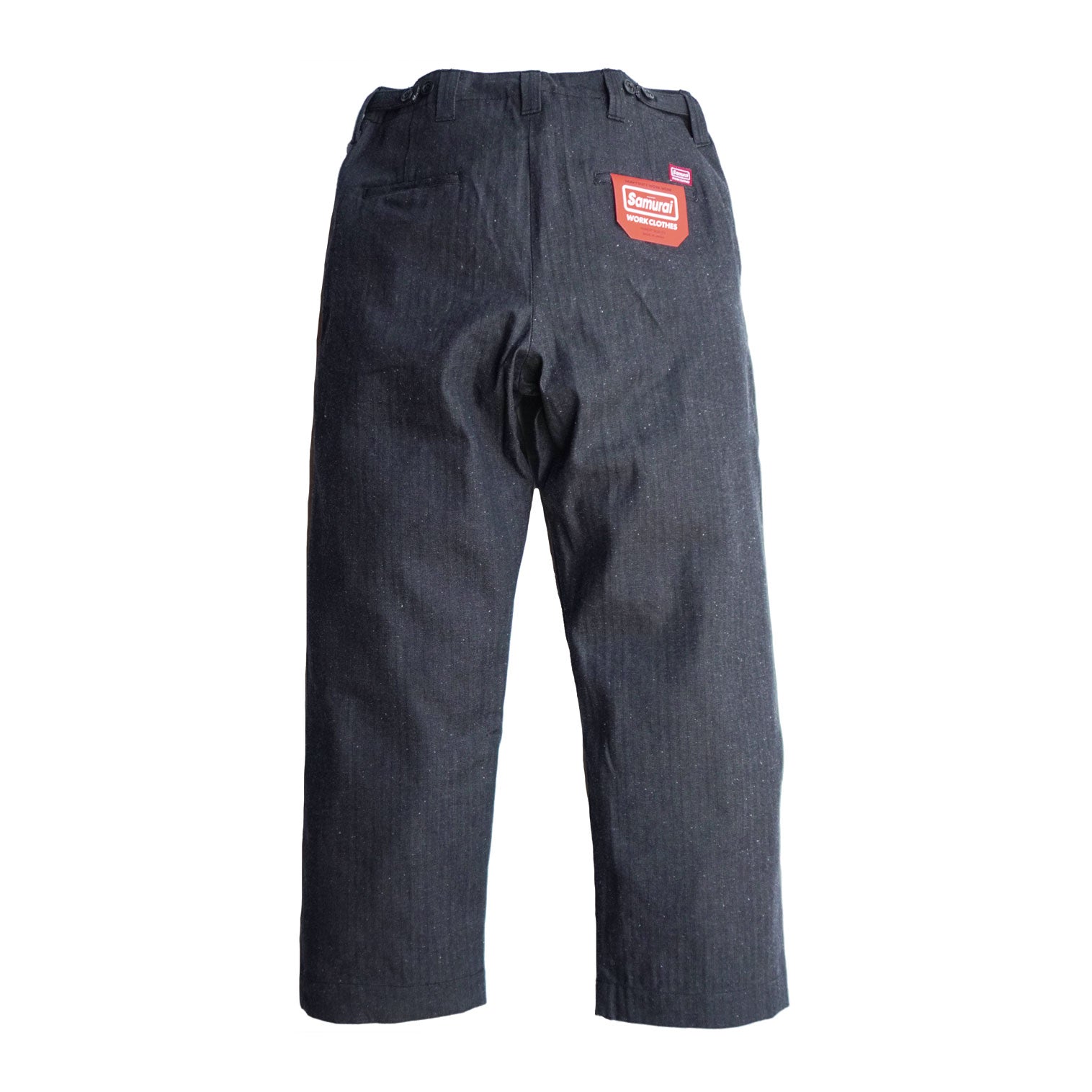 SWC600C-HBII 13oz Herringbone Wide Trousers - BLACK
