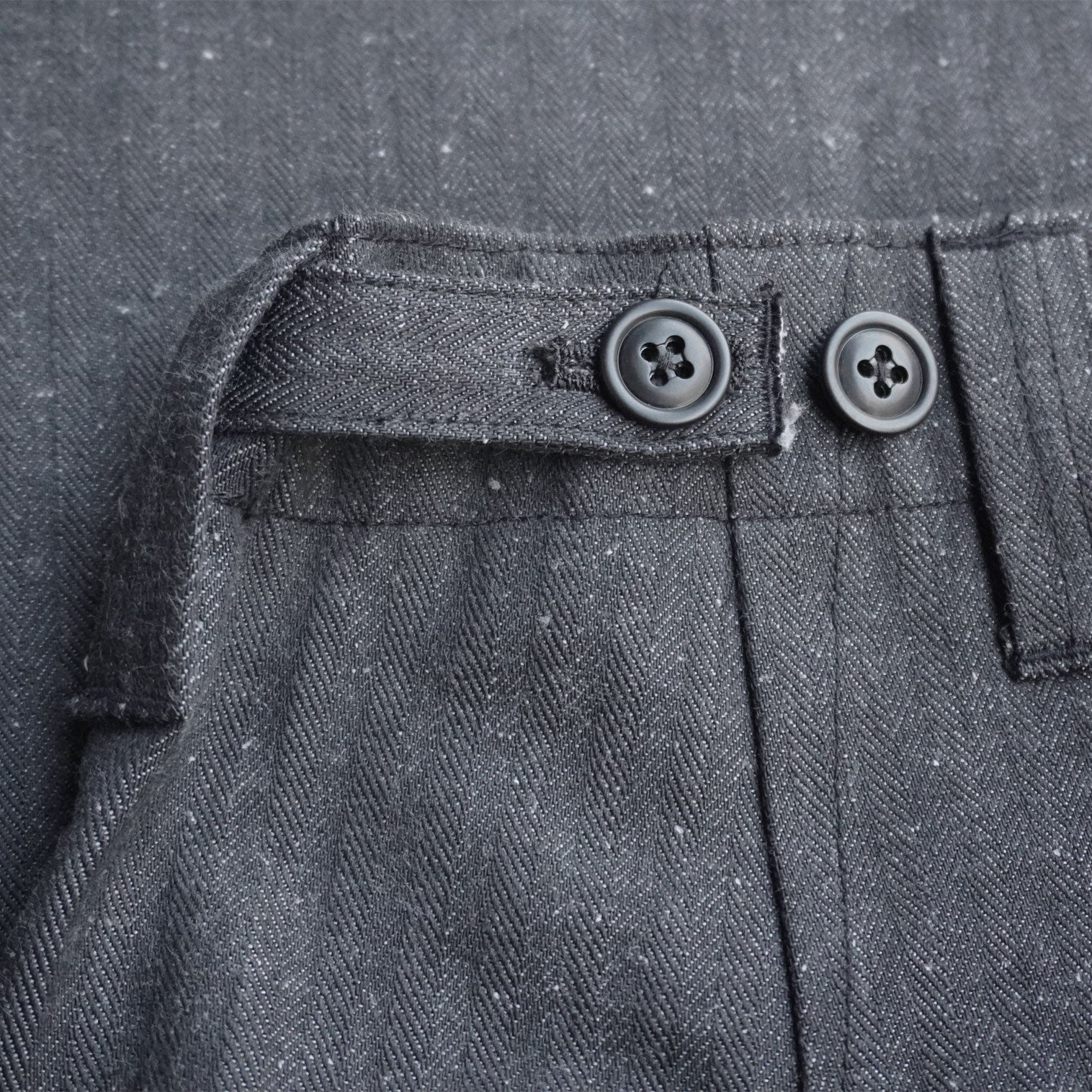 SWC600C-HBII 13oz Herringbone Wide Trousers - BLACK