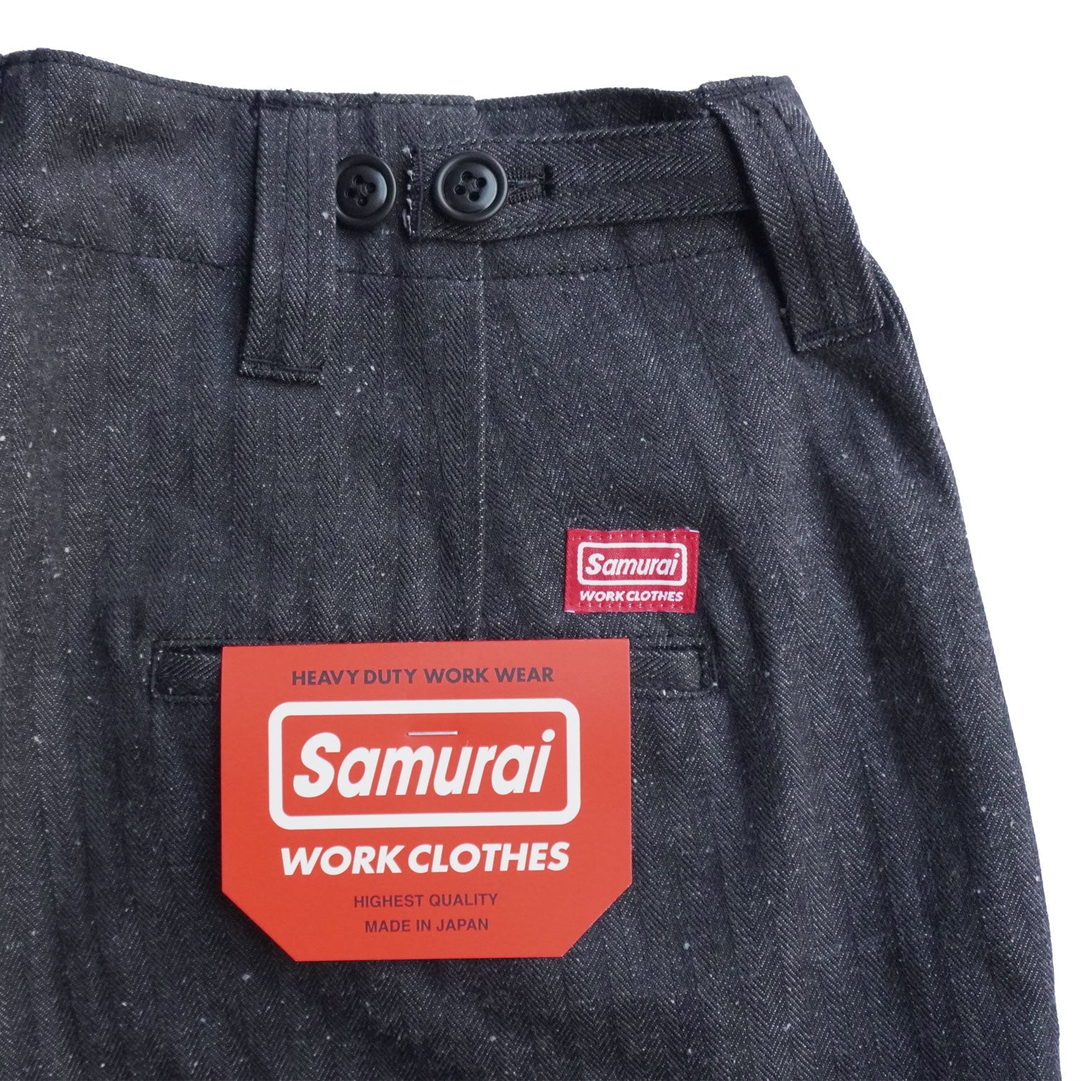SWC600C-HBII 13oz Herringbone Wide Trousers - BLACK