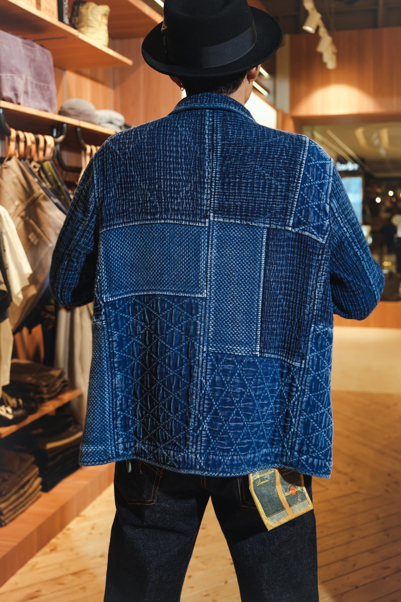 SASHIKO&KENDO LIGHT WASH FRENCH JACKET - INDIGO