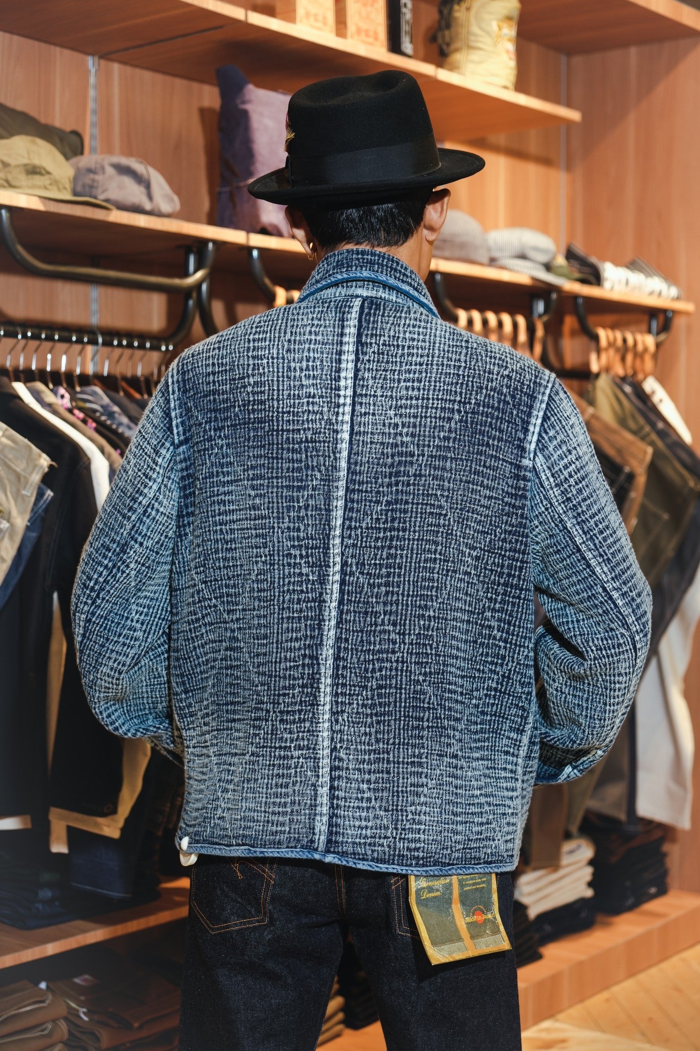 HEAVY SASHIKO DOUBLE-BREASTED CLASSIC JACKET - INDIGO