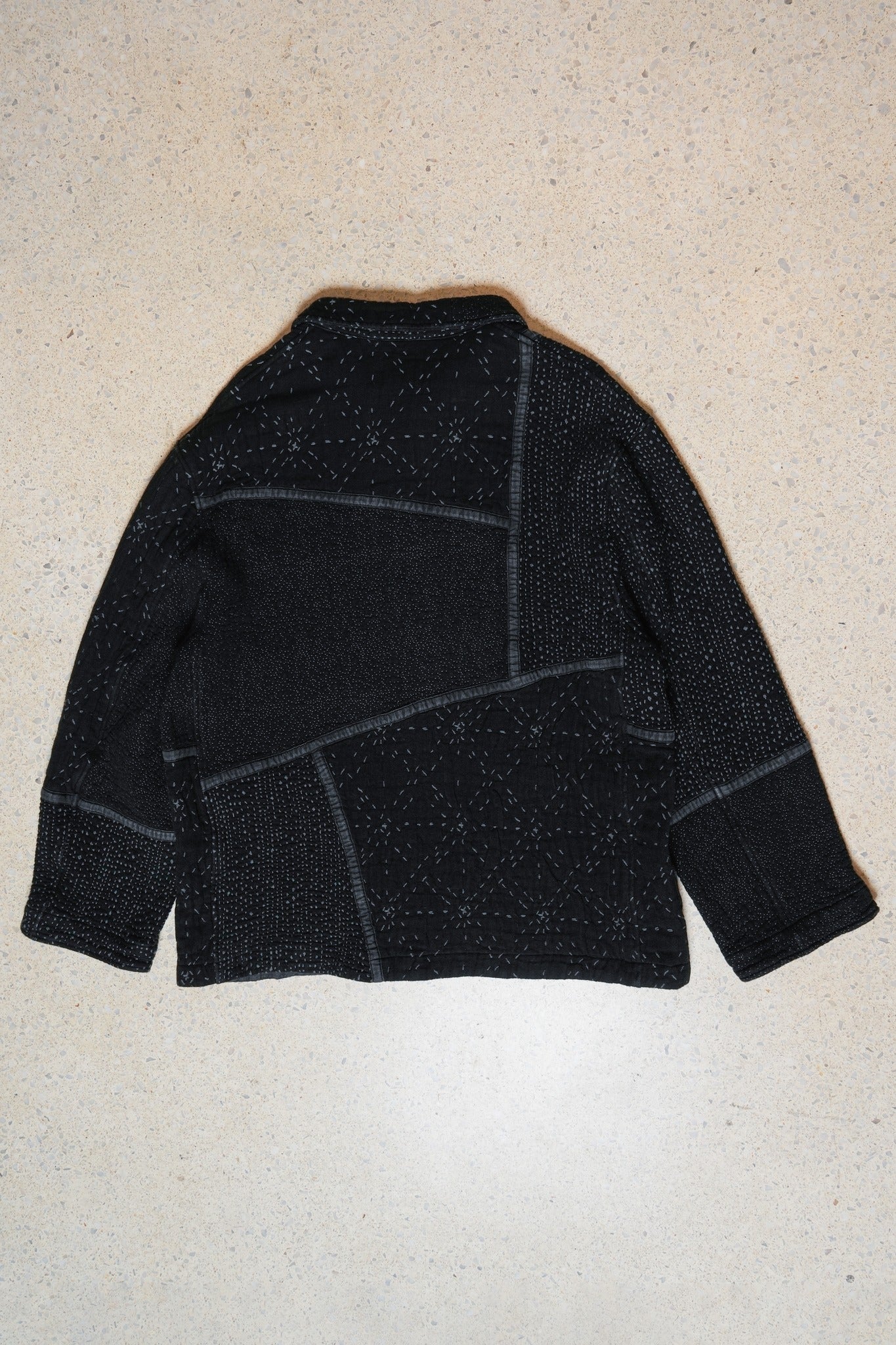 BLACK STARRY SASHIKO PATCH WORK BORO JACKET - BLACK