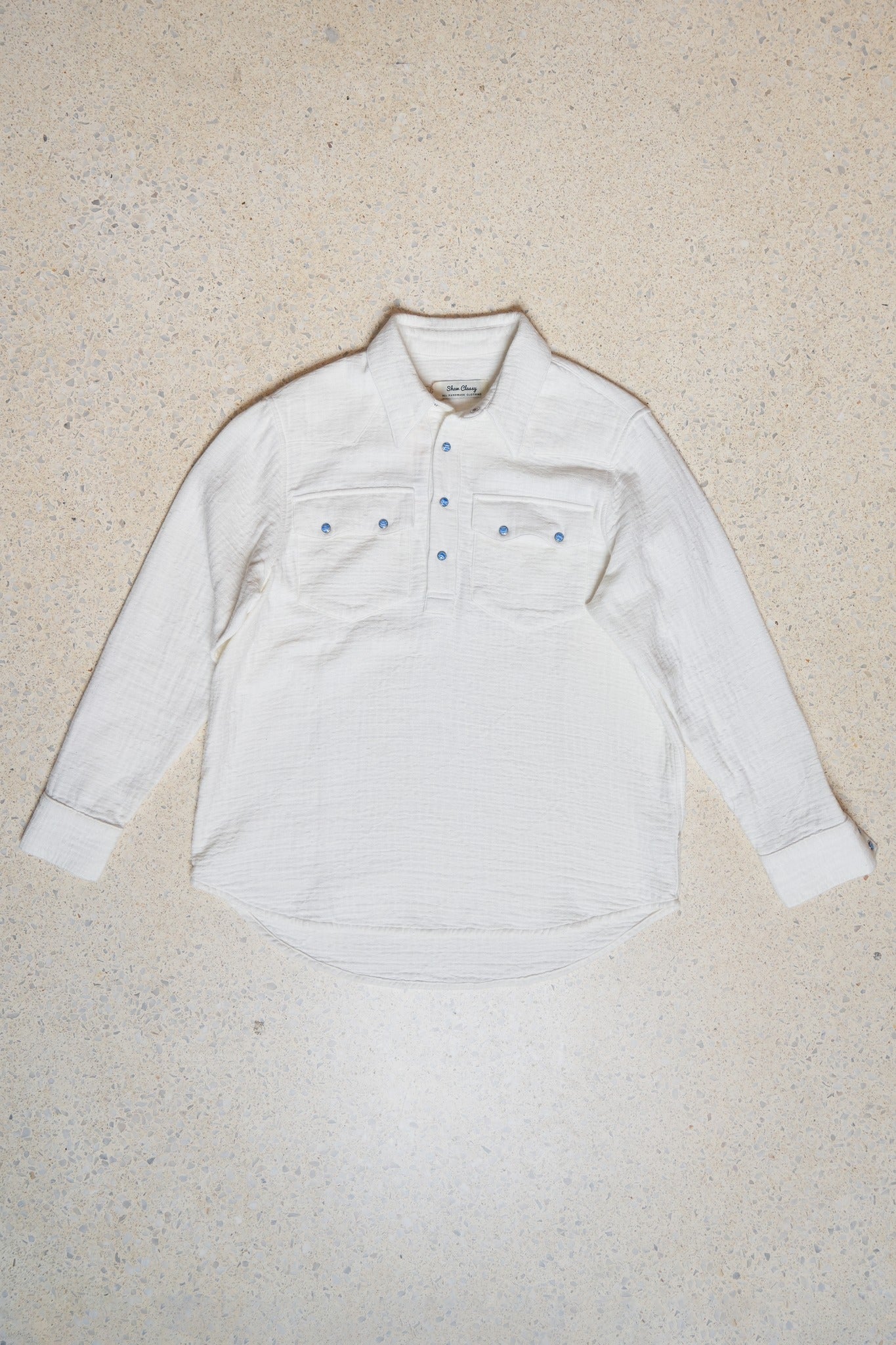 SASHIKO AMERICAN COWBOY SHIRT - WHITE