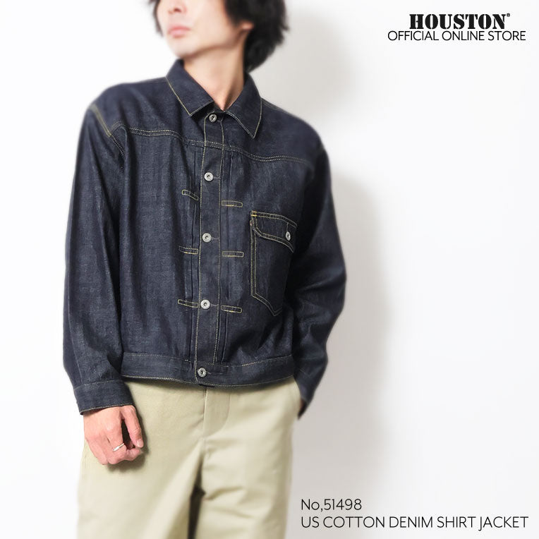 51498 US COTTON DENIM SHIRT JACKET - INDIGO ONE WASH