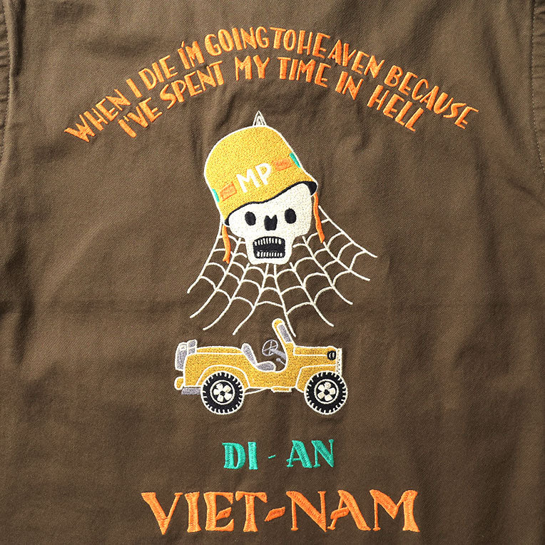  × ETU ジャイアントキリング ミリタリー ジャケット L 51577 VIETNAM JACKET (SKULL) - OLIVE DRAB