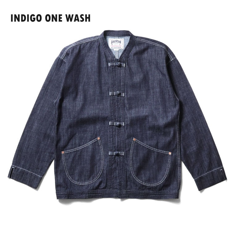 51591 SLUB DENIM CHINA JACKET - INDIGO ONE WASH