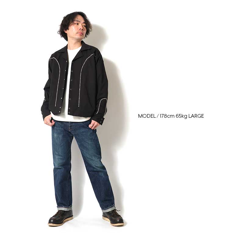 51606 PIPING WESTERN JACKET - BLACK