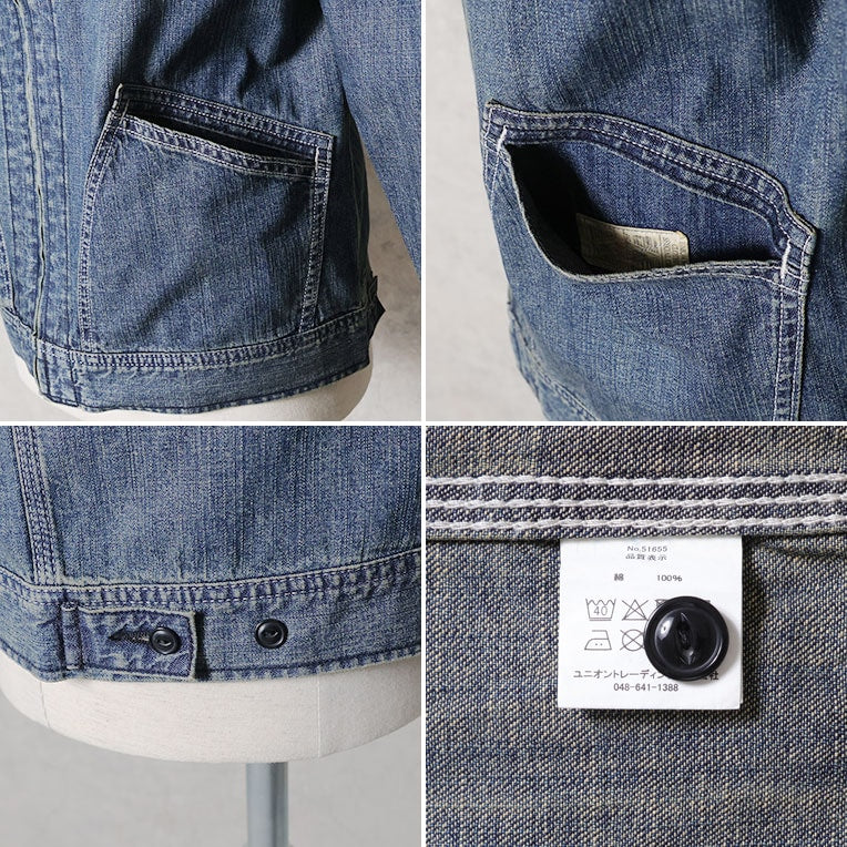 51655 USCOTTON DENIM ZIP WORK JACKET - INDIGO VINTAGE WASH