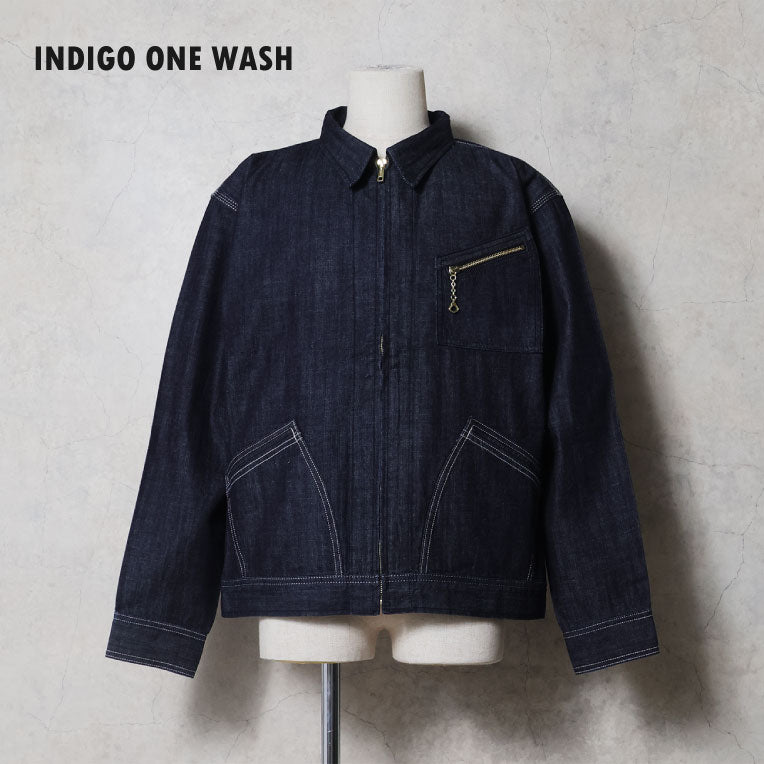 51655 USCOTTON DENIM ZIP WORK JACKET - INDIGO ONE WASH