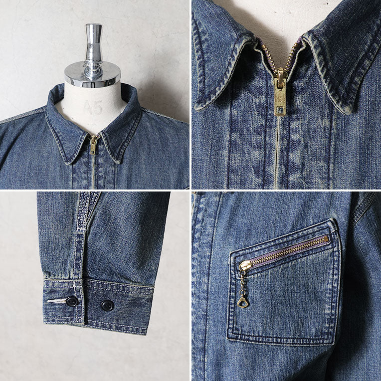 51655 USCOTTON DENIM ZIP WORK JACKET - INDIGO VINTAGE WASH