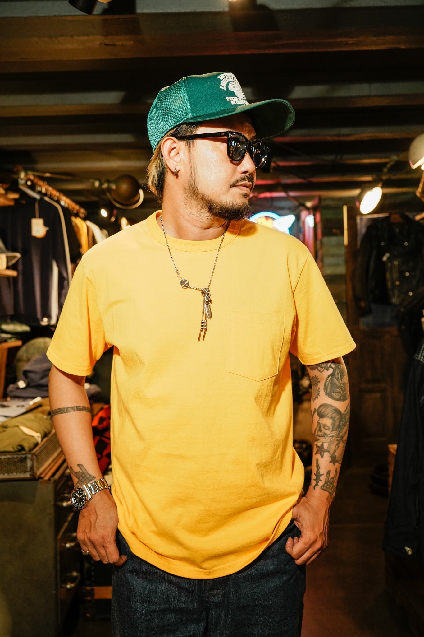 BC25003 BUCO TEE / SKULL PISTON - YELLOW