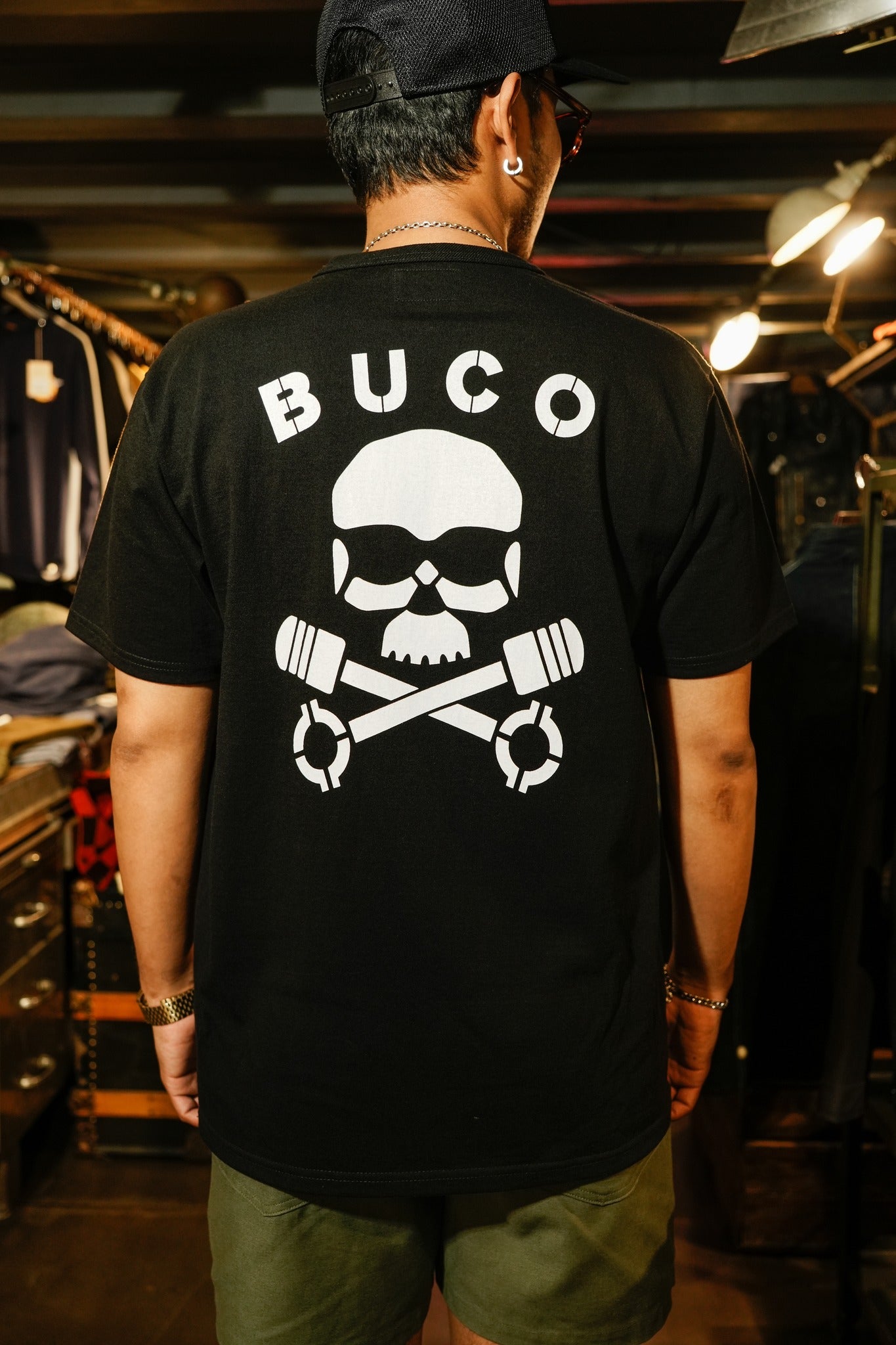 BC25003 BUCO TEE / SKULL PISTON - BLACK