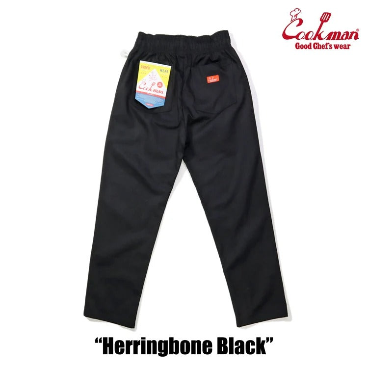 CHEF PANTS HERRINGBONE - BLACK