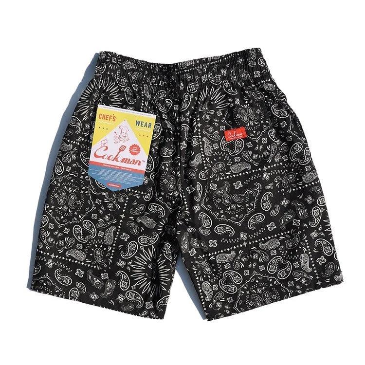 CHEF SHORT PANTS PAISLEY - BLACK
