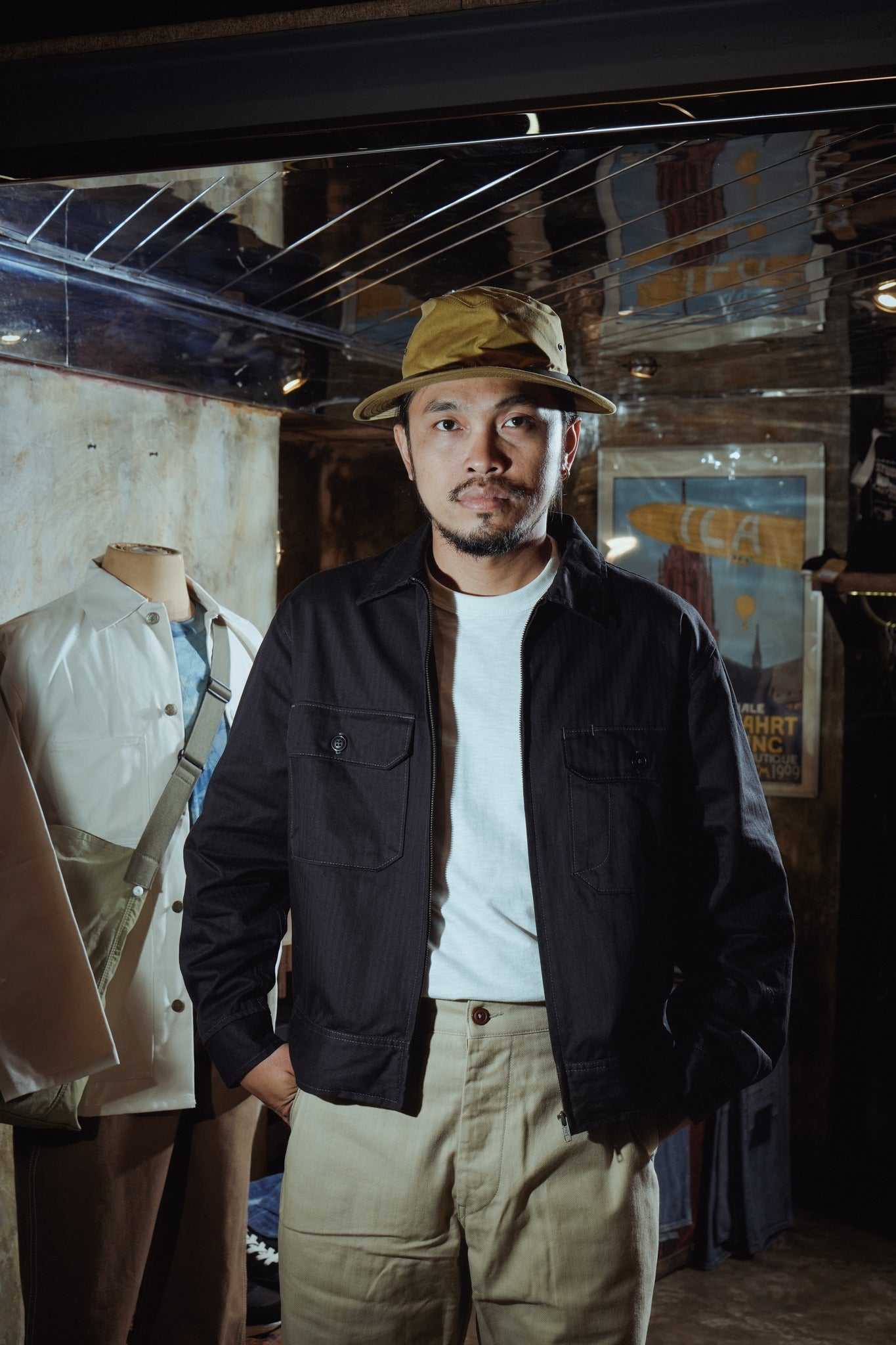 MECHANIC JACKET - BLACK HBT