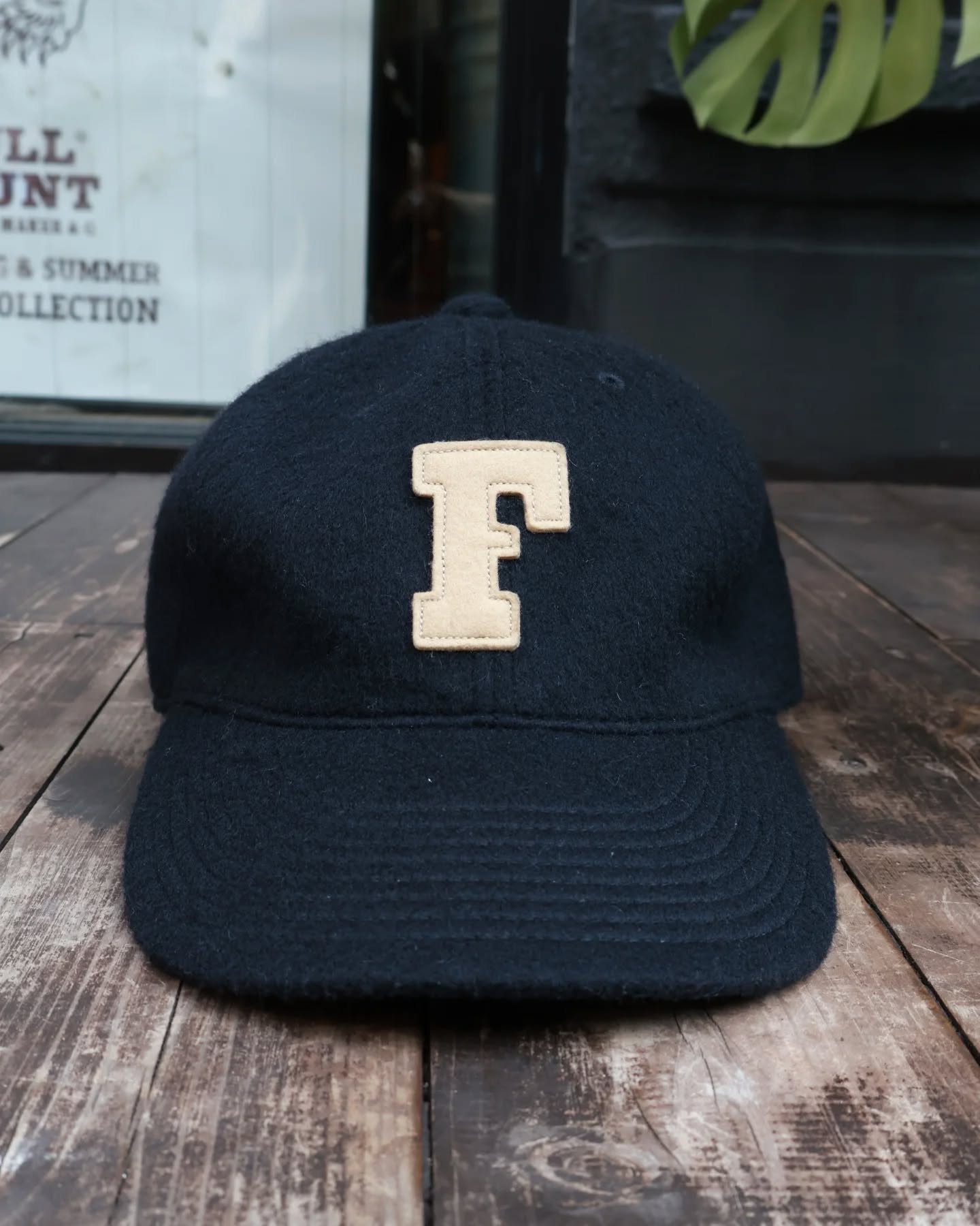 6843-25 6 Panel Wool Melton Baseball Cap F Patch - Navy