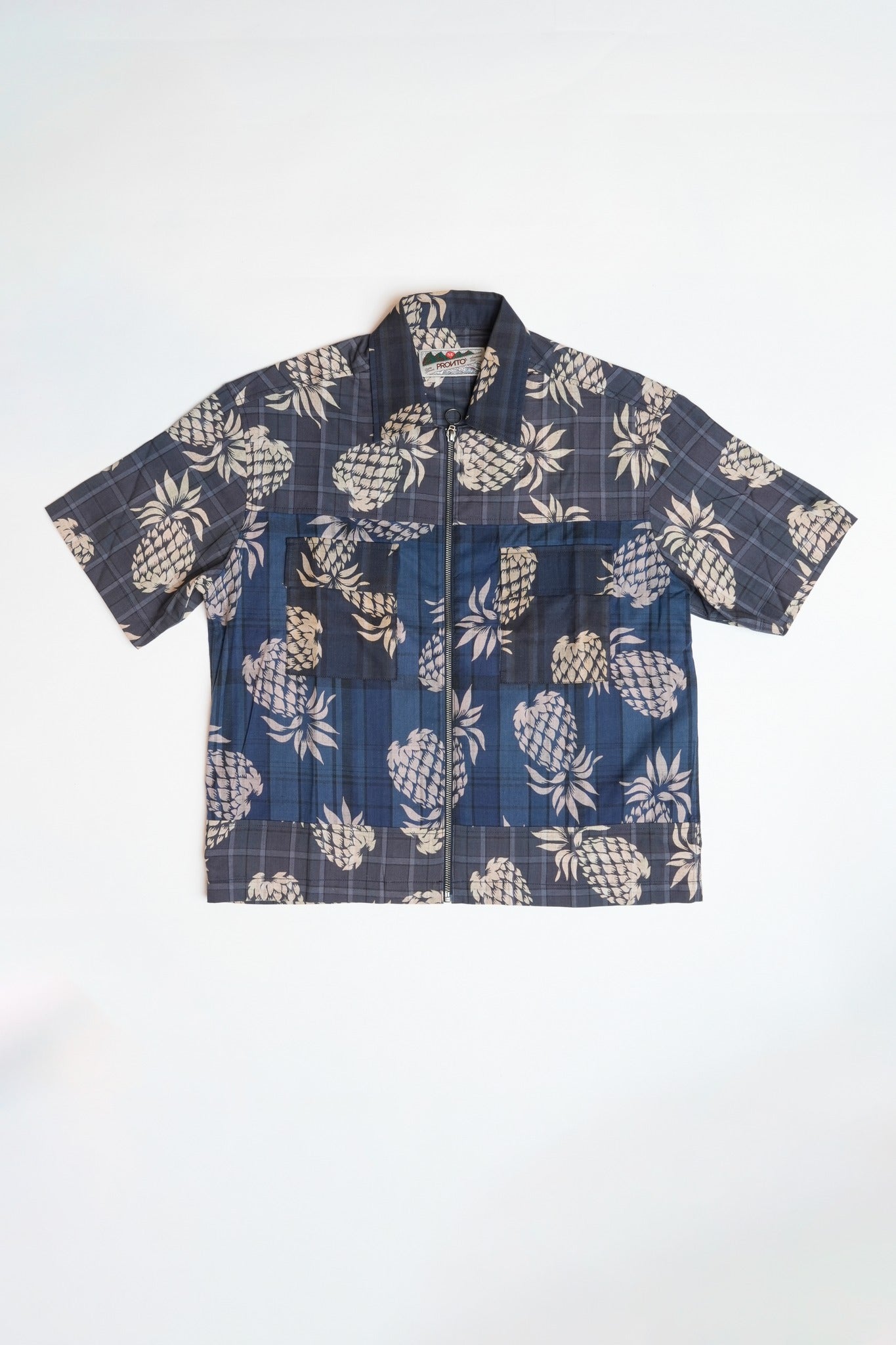 MASH UP P43 ZIP UP SHIRT - BLUE PINE APPLE