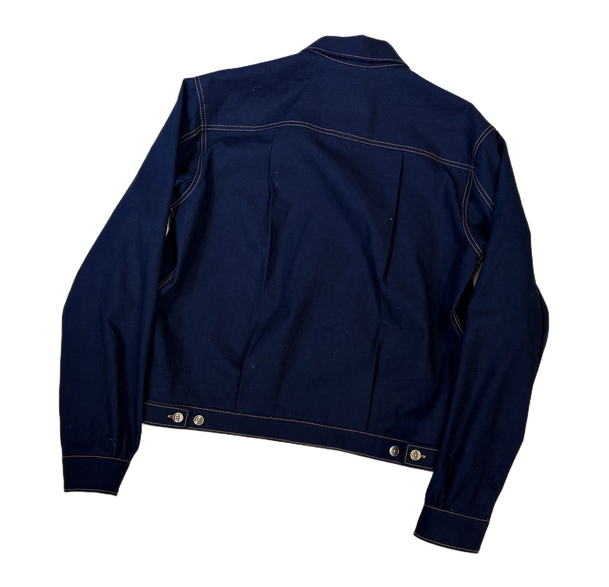 AK/PR/LOT2/JKT/032 Navy Cotton pleated Type-1 Shirt Jacket  - INDIGO