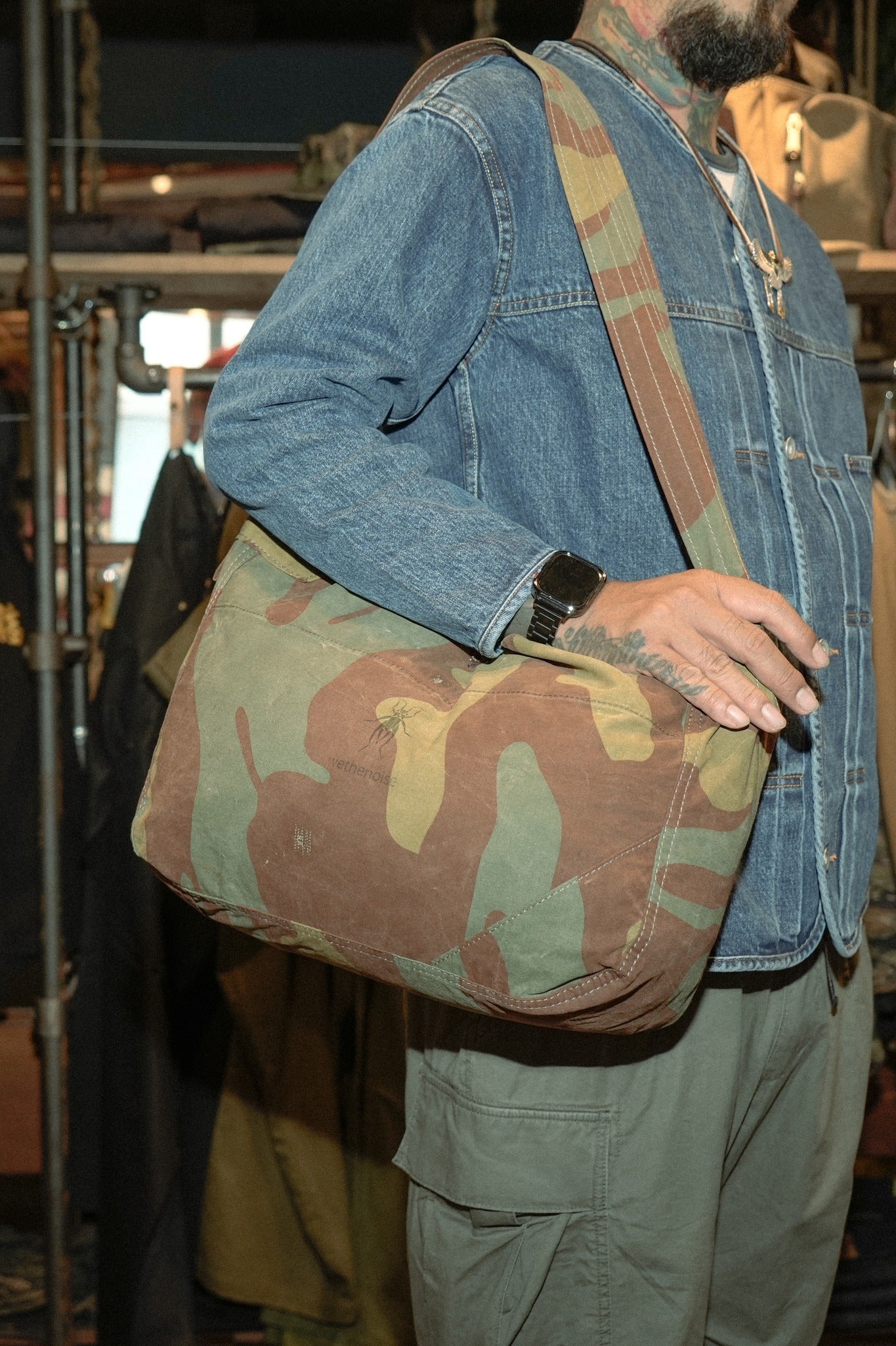 ITALIAN MILITARY 60S CAMO M1929 REMAKE NEWSPAPER BAG - VINTAGE