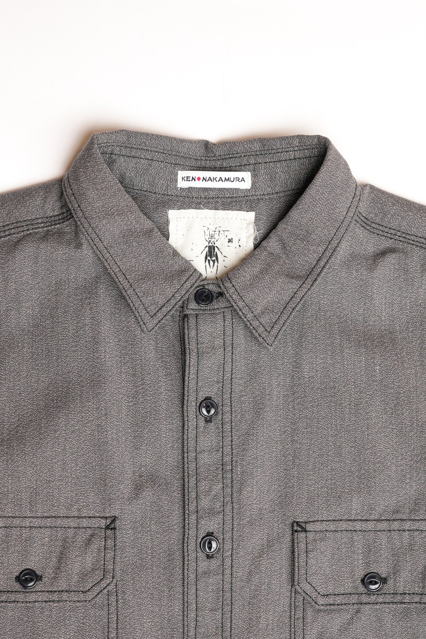 COTTON BLACK SHAMBRAY WORK SHIRT - BLACK
